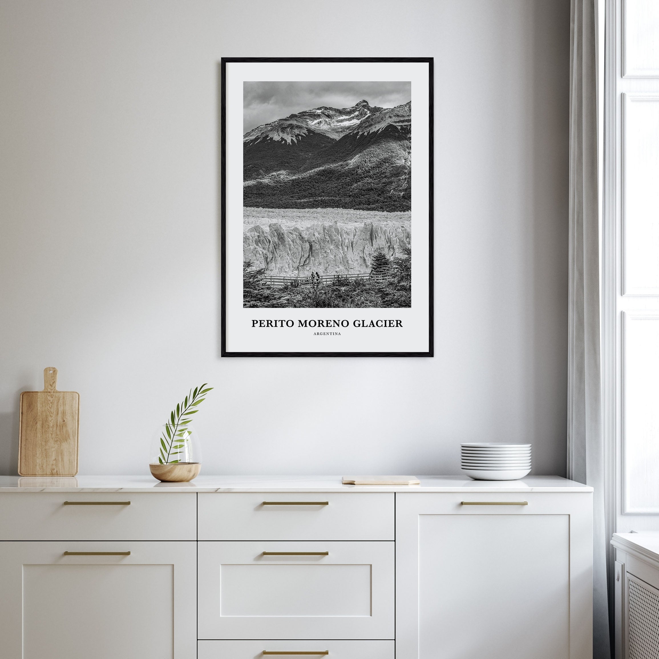 Perito Moreno Glacier Portrait B&W Poster