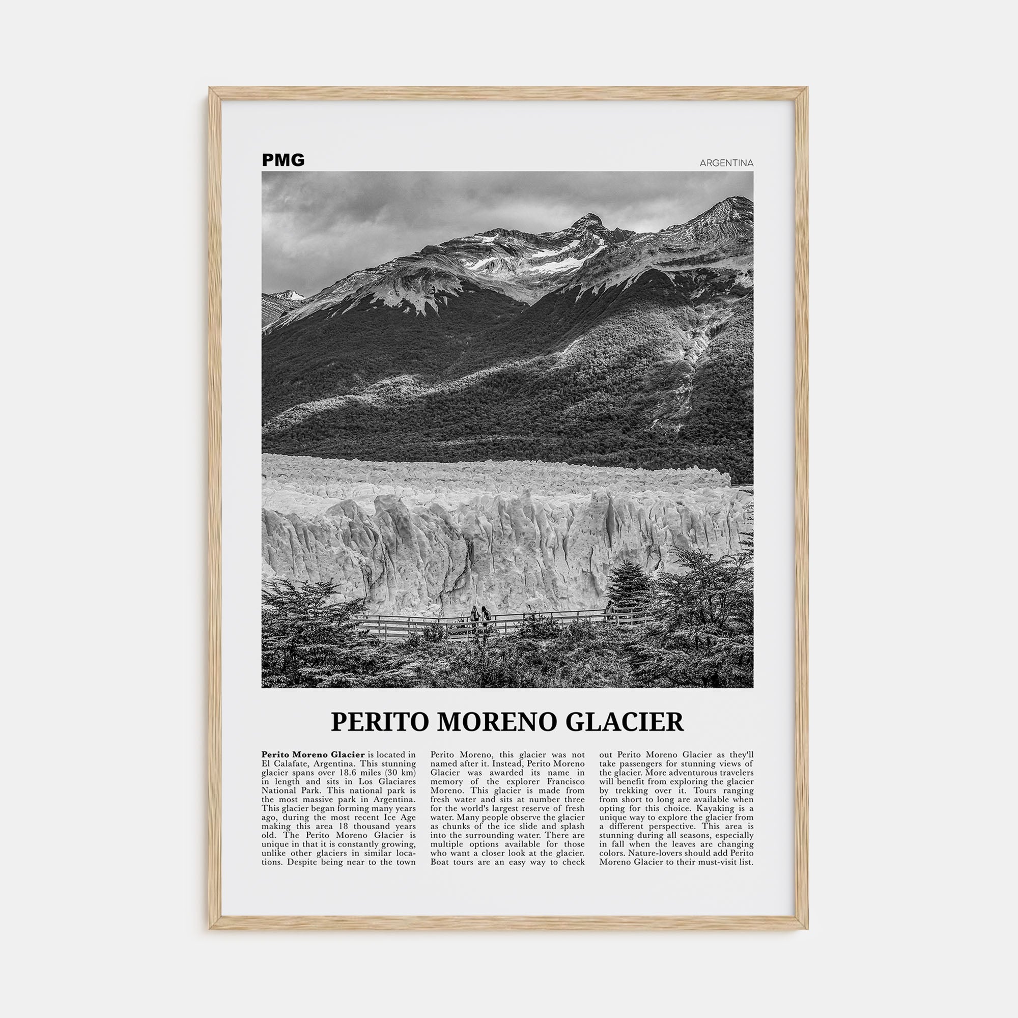 Perito Moreno Glacier Travel B&W Poster