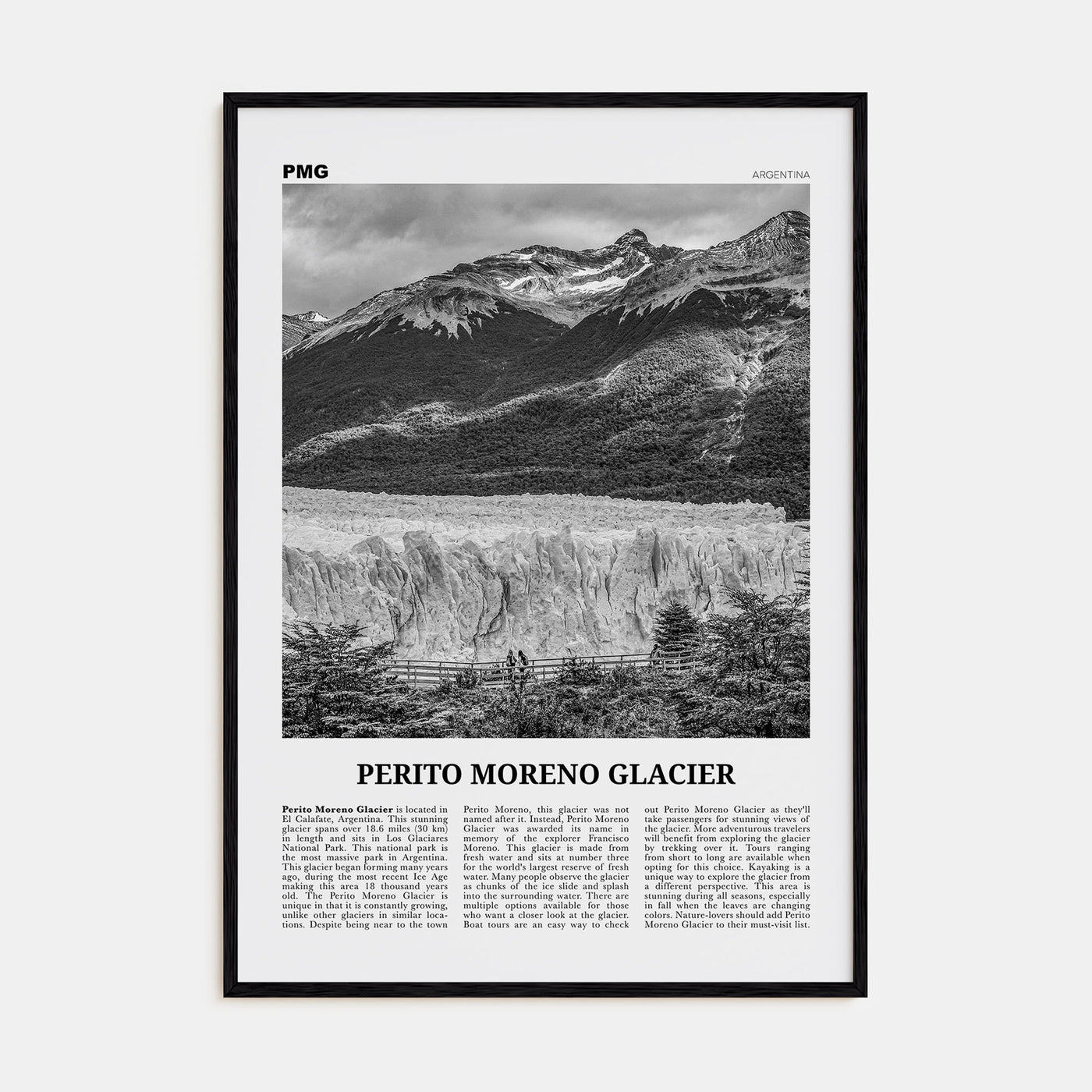 Perito Moreno Glacier Travel B&W Poster