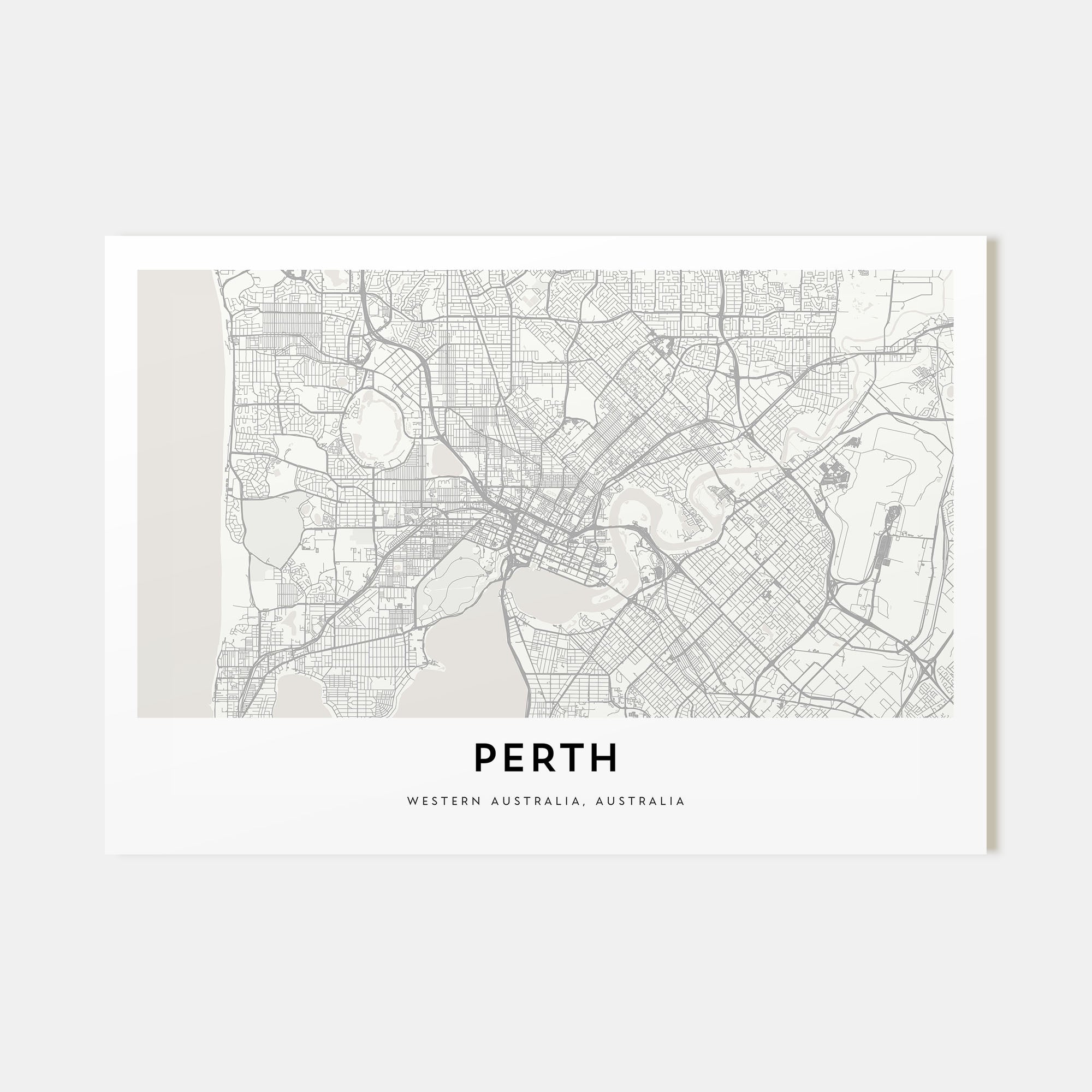 Perth Map Landscape Poster