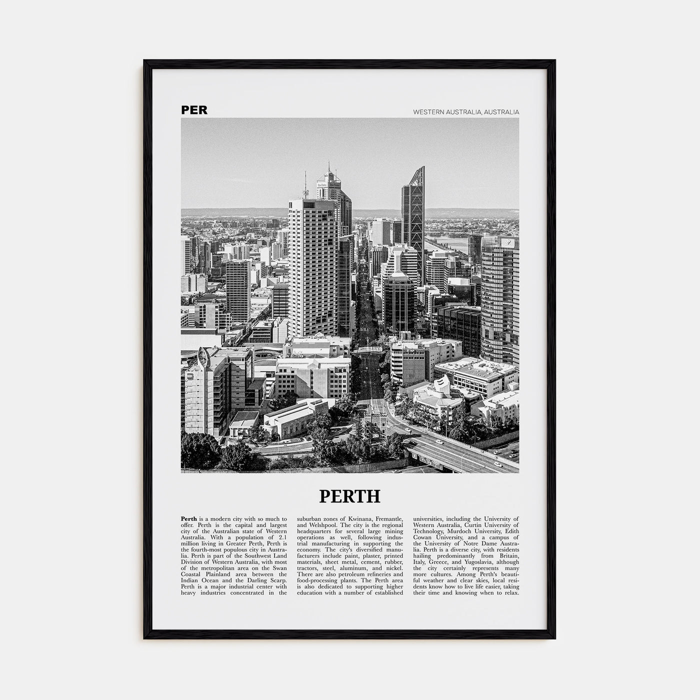 Perth Travel B&W Poster