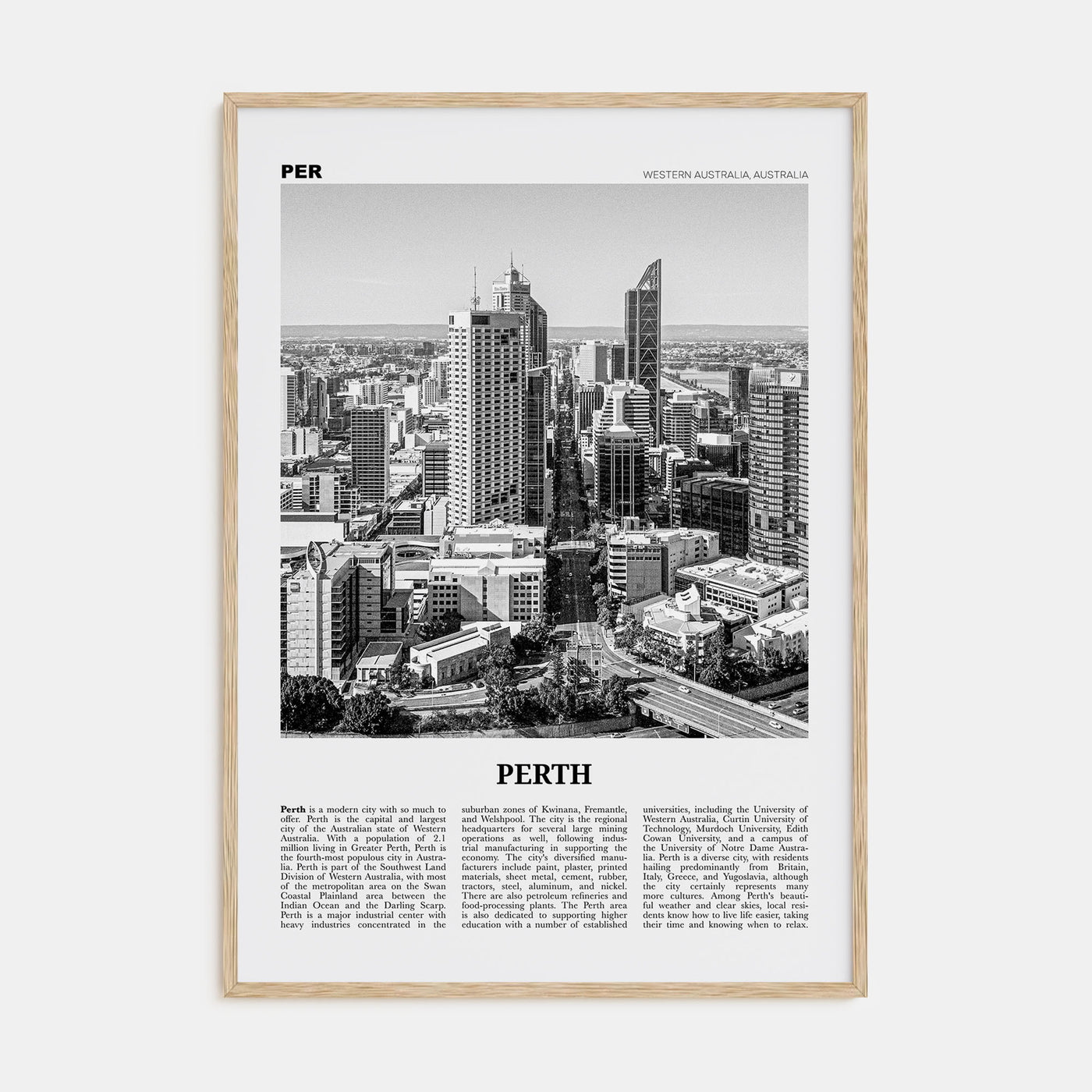 Perth Travel B&W Poster