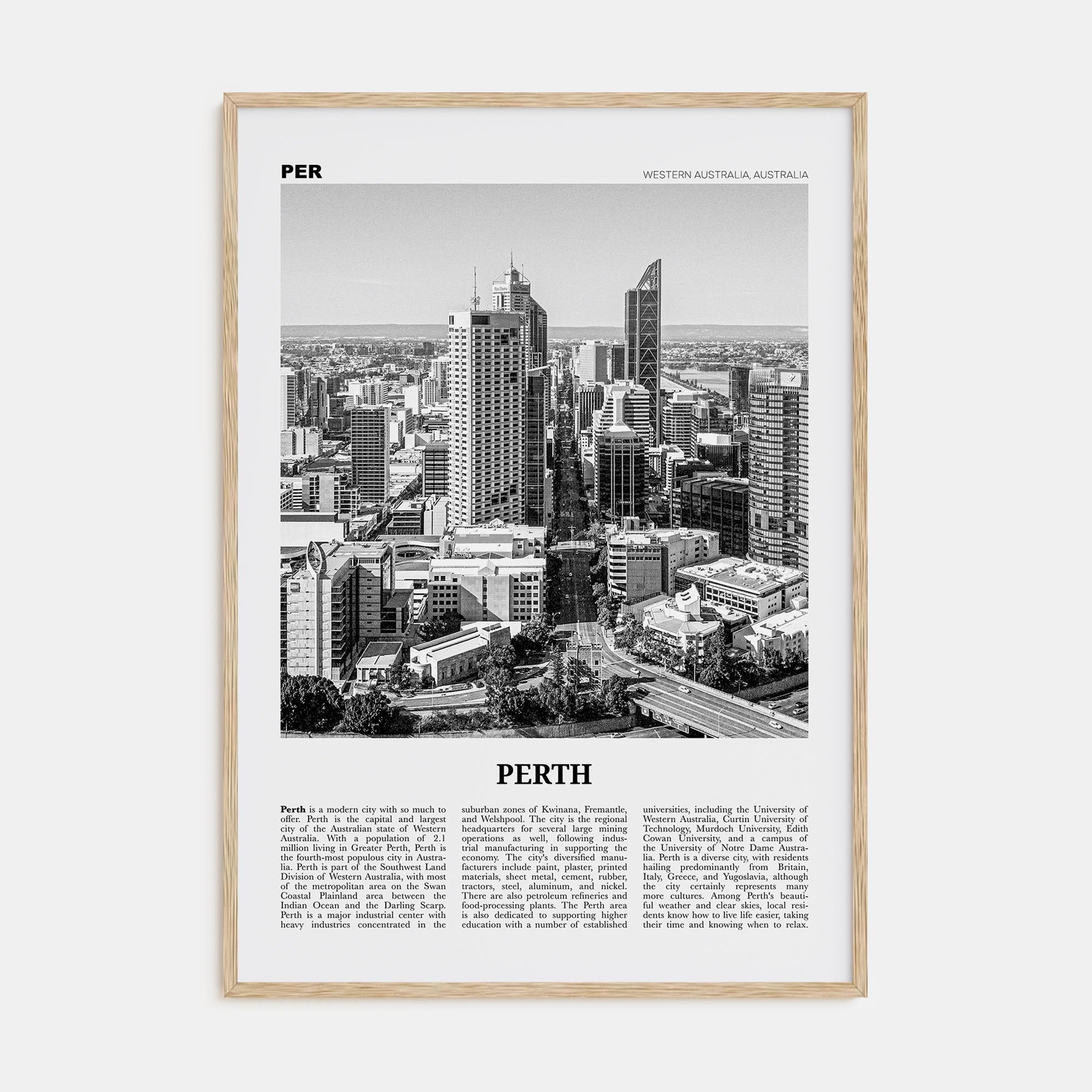 Perth Travel B&W Poster