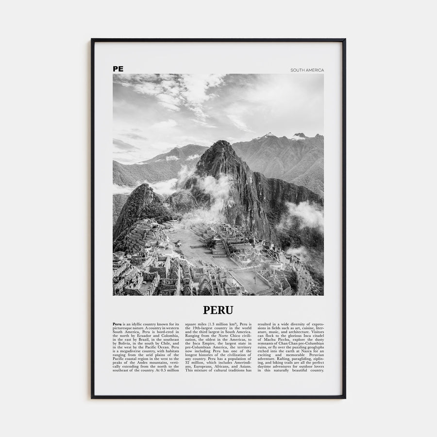 Peru Travel B&W No 1 Poster