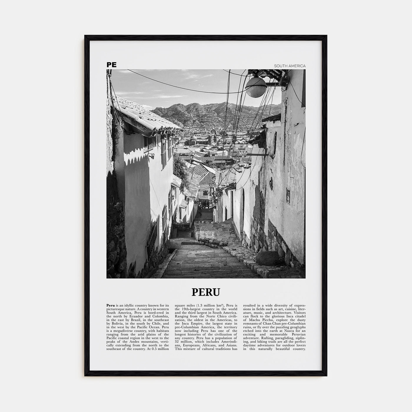 Peru Travel B&W No 2 Poster