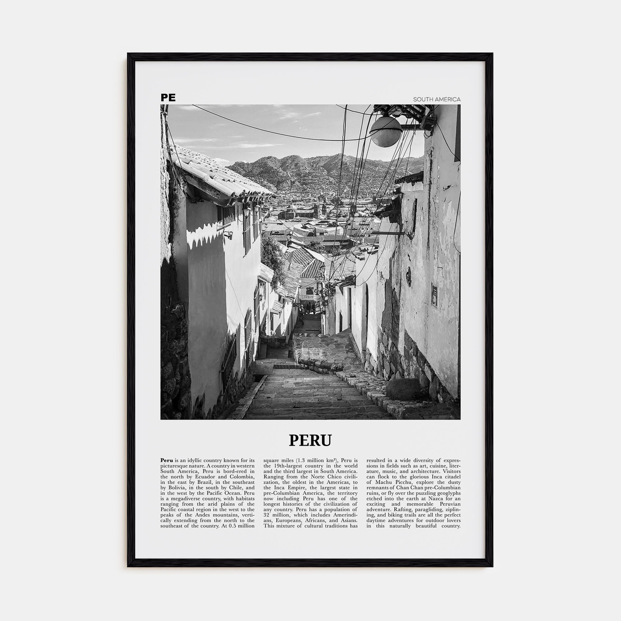 Peru Travel B&W No 2 Poster