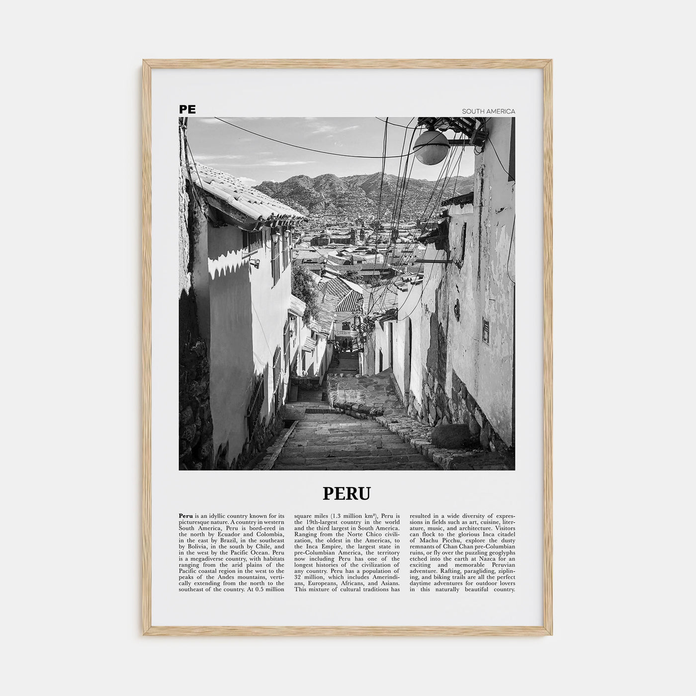 Peru Travel B&W No 2 Poster