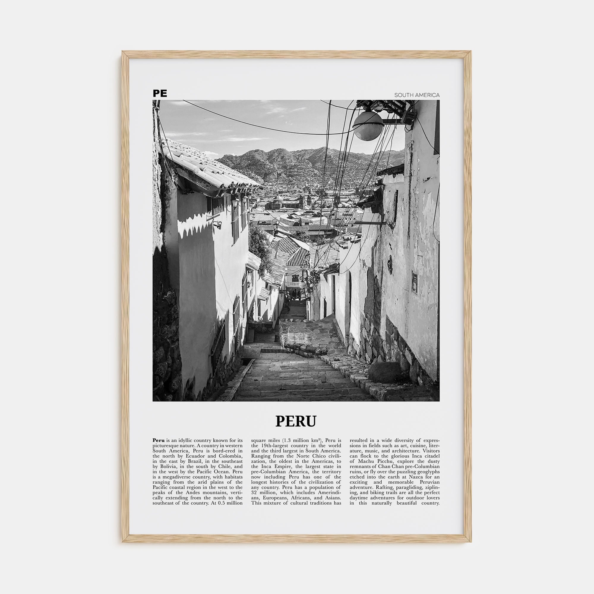 Peru Travel B&W No 2 Poster