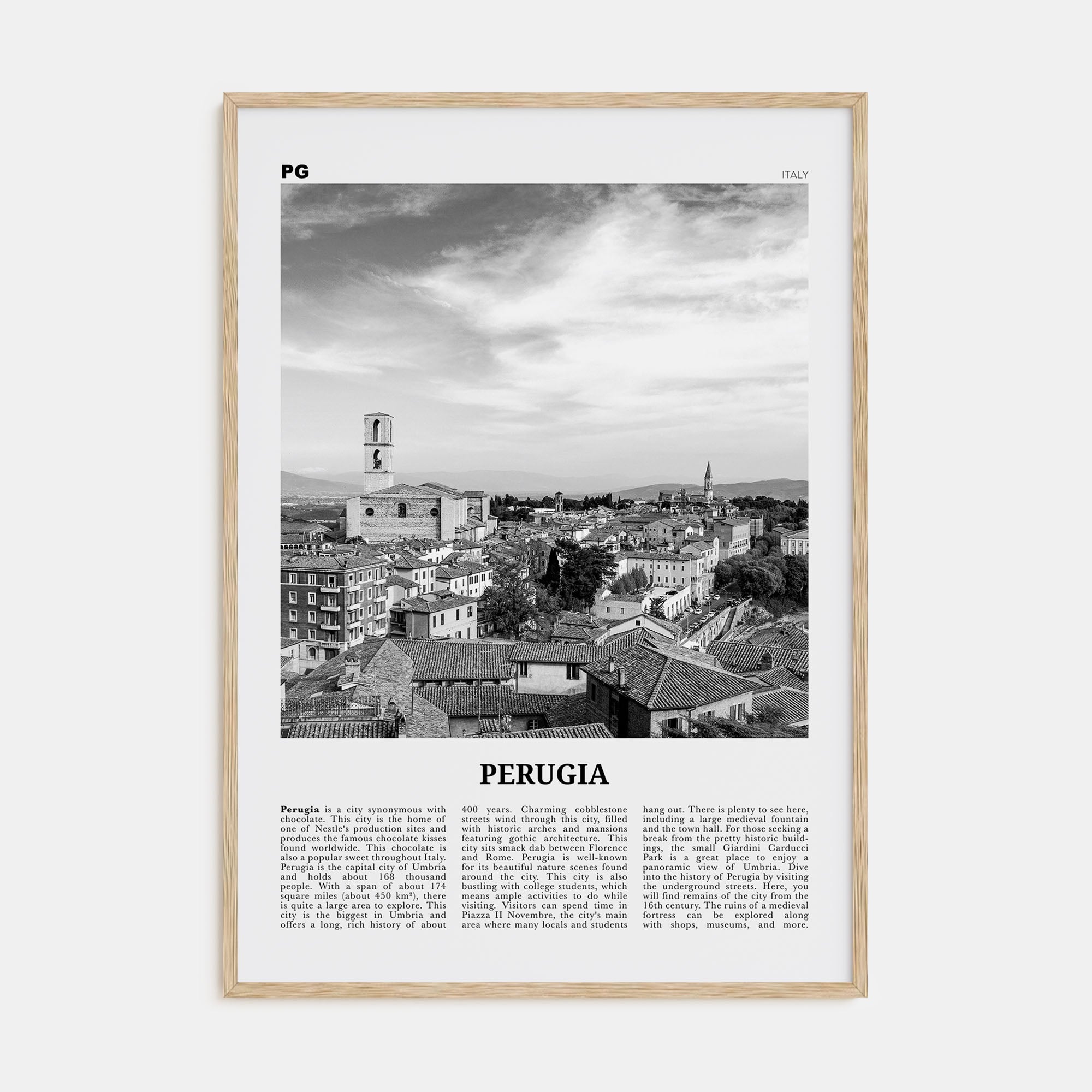 Perugia Travel B&W Poster