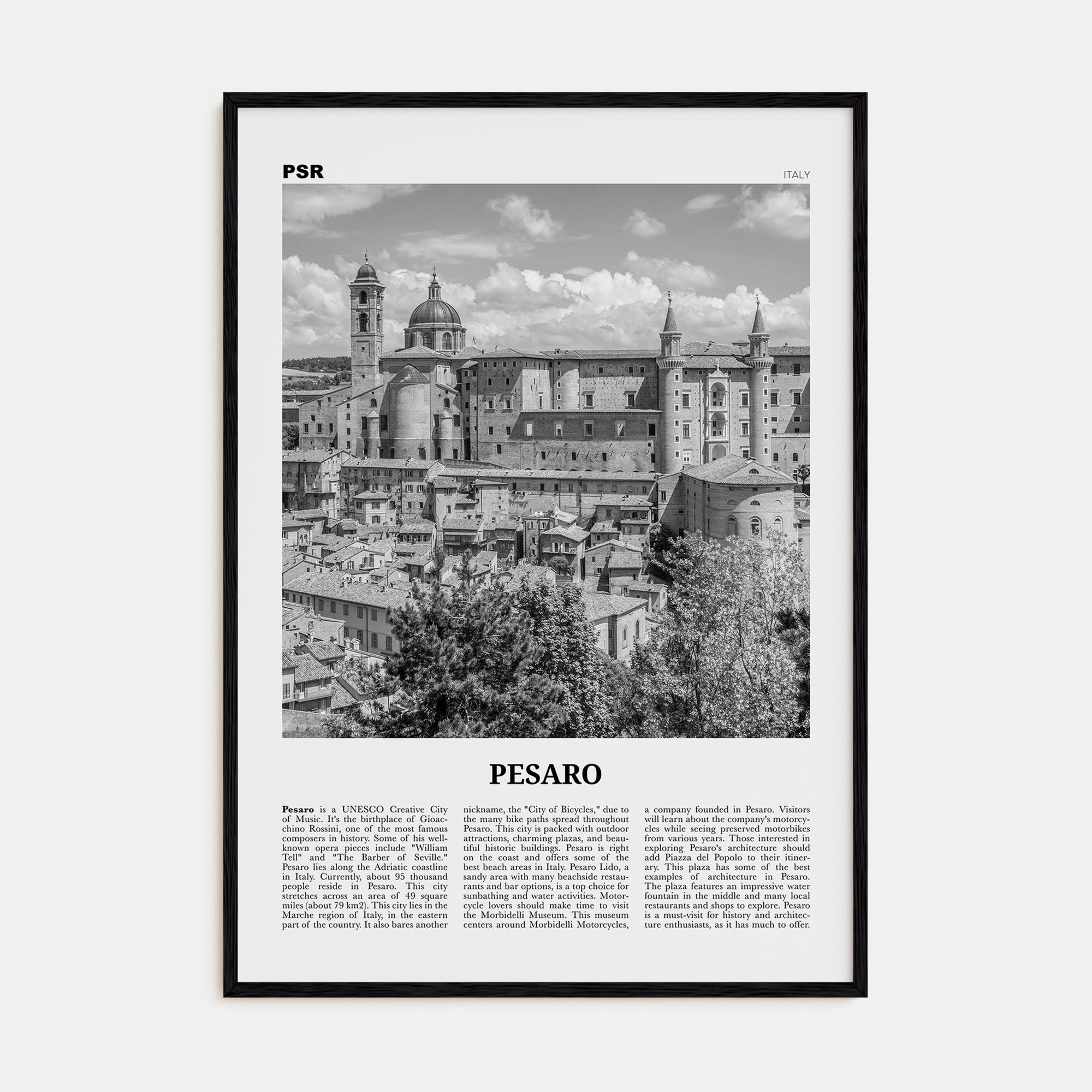 Pesaro Travel B&W Poster
