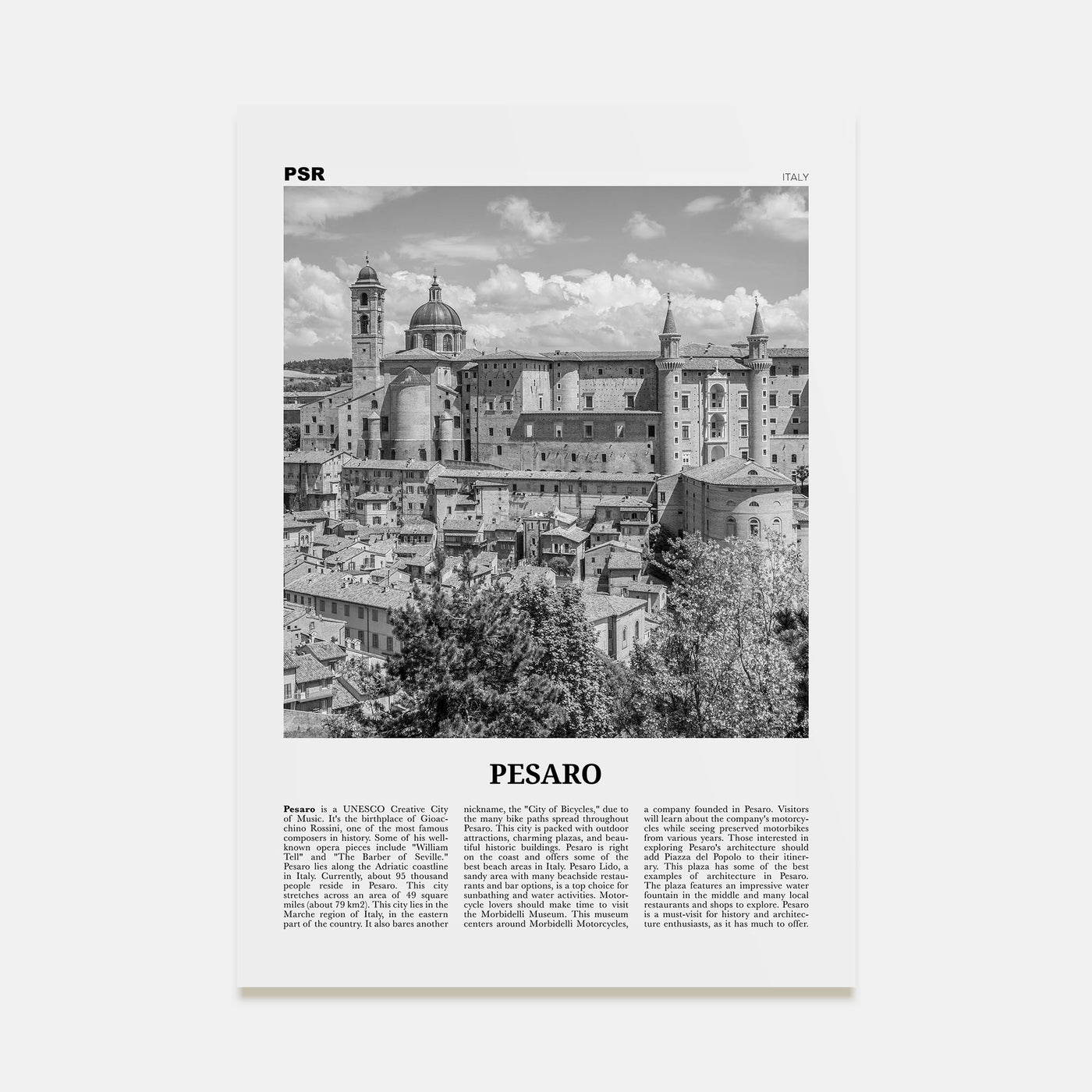 Pesaro Travel B&W Poster