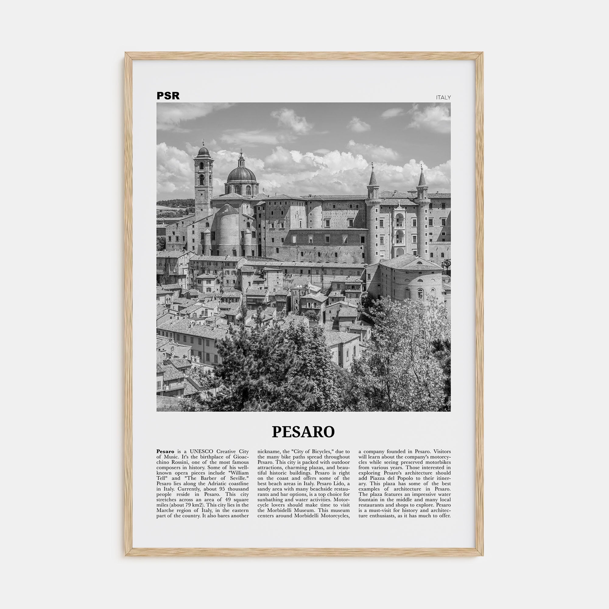 Pesaro Travel B&W Poster