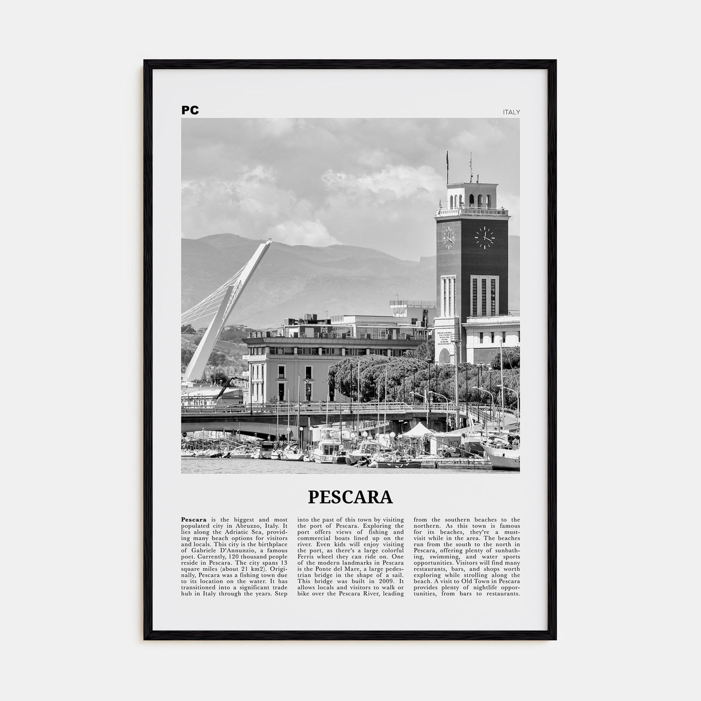 Pescara Travel B&W Poster