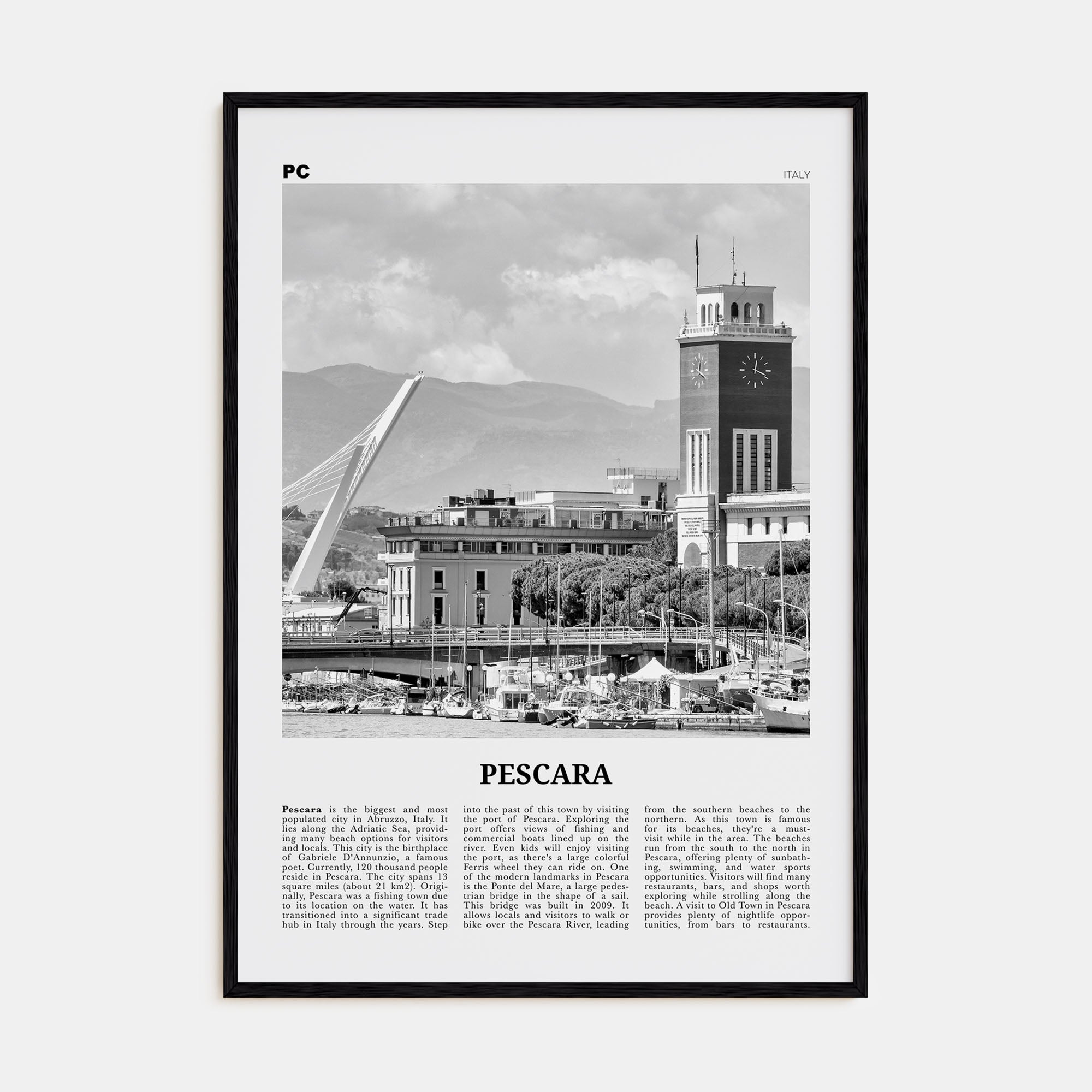 Pescara Travel B&W Poster