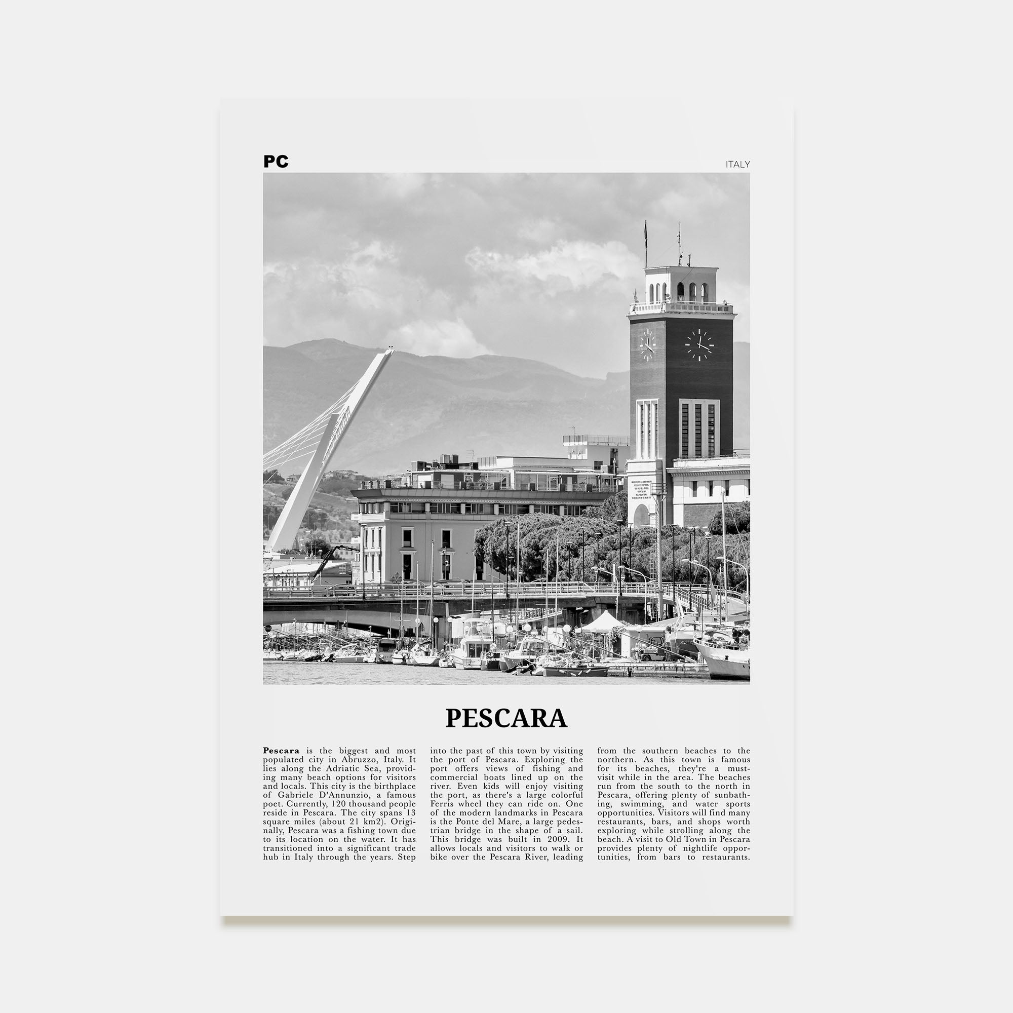 Pescara Travel B&W Poster