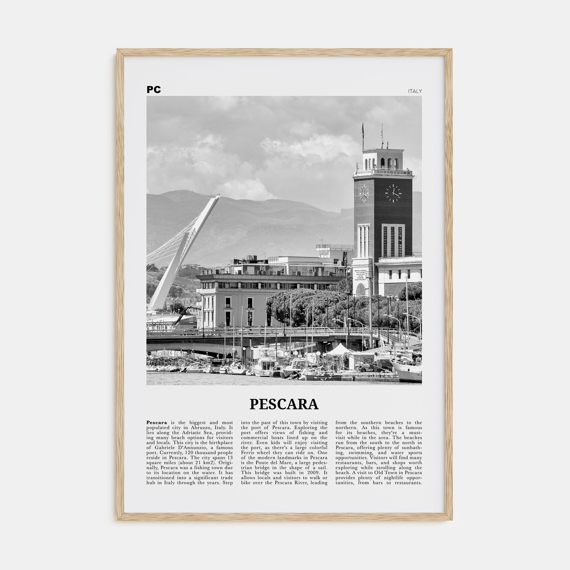 Pescara Travel B&W Poster