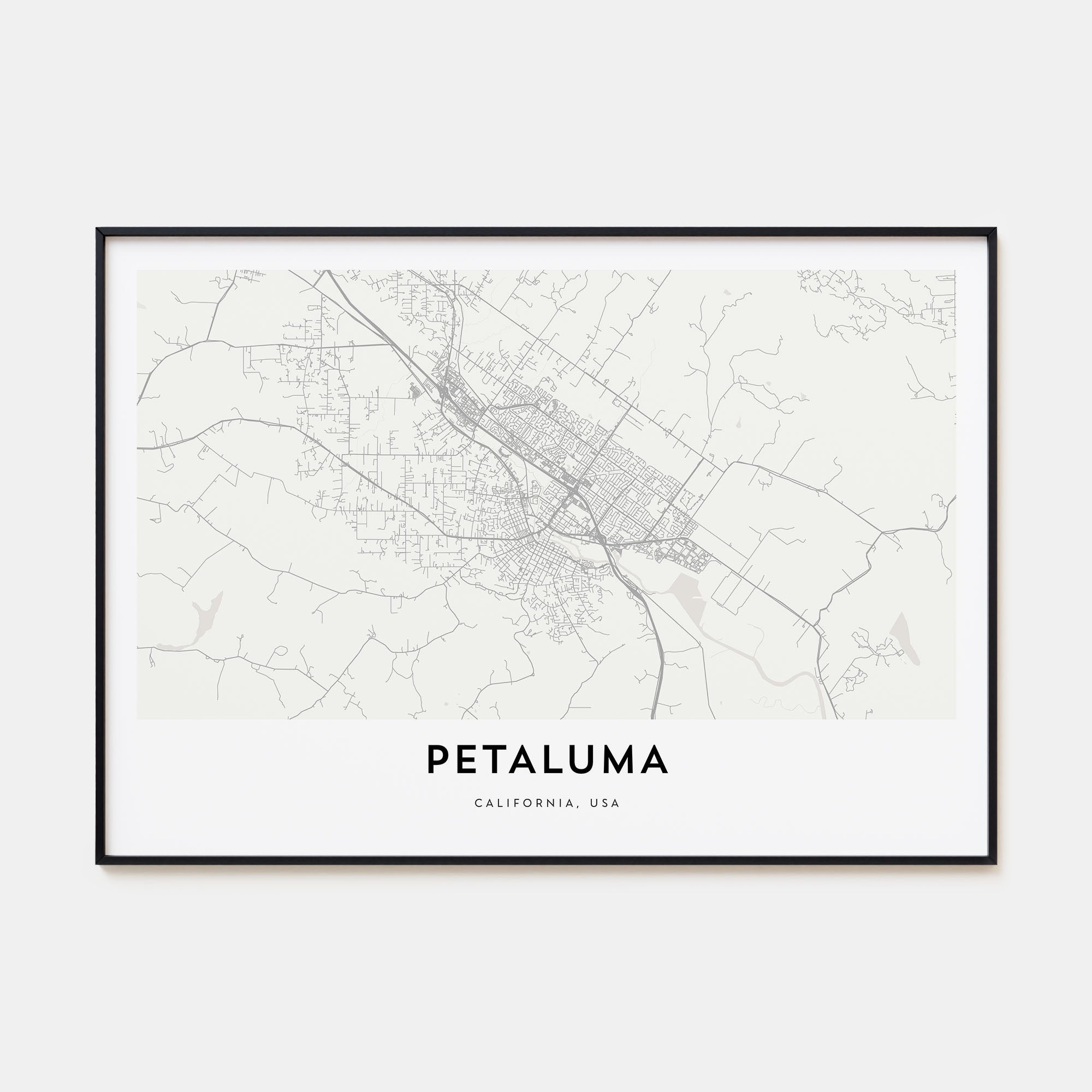 Petaluma Map Landscape Poster