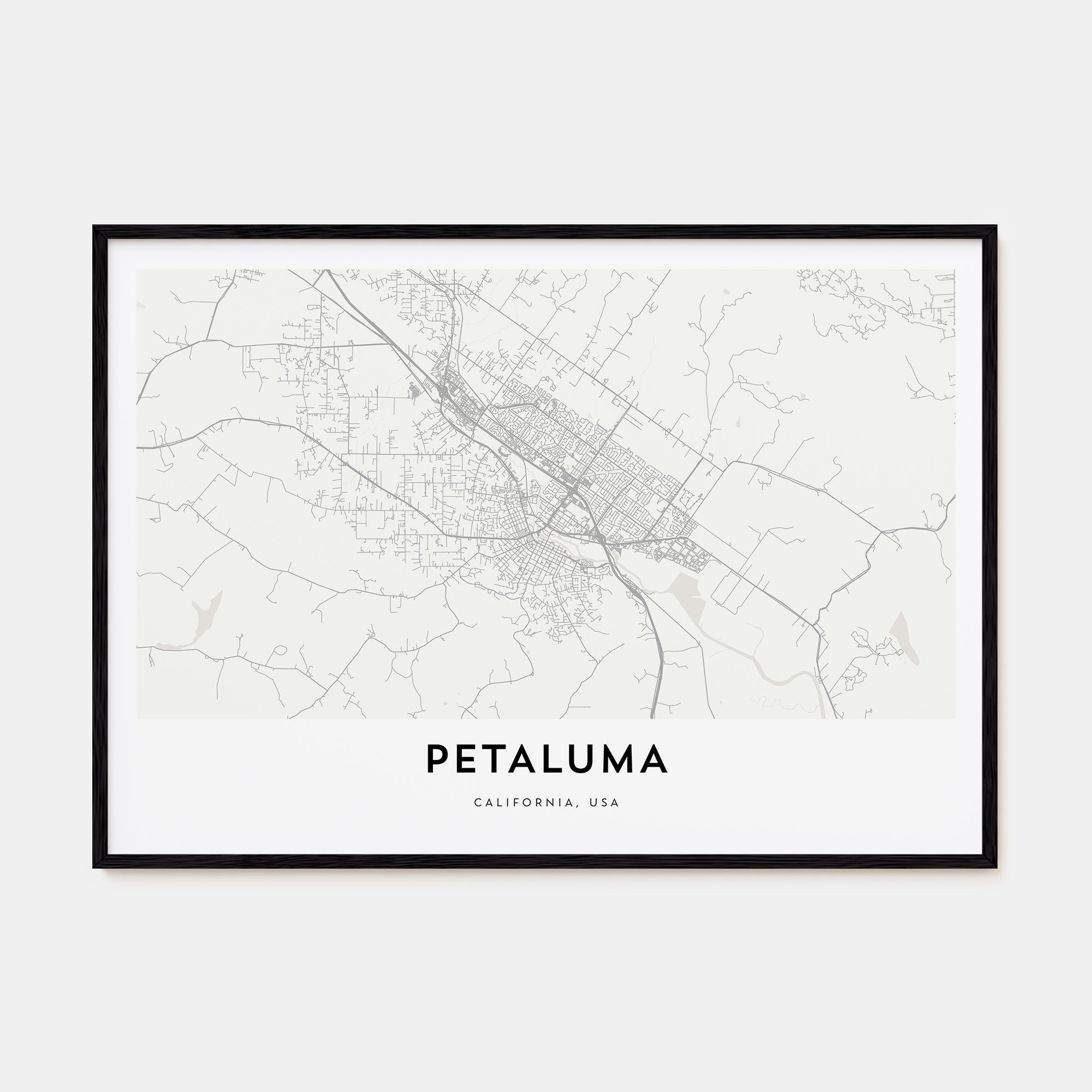 Petaluma Map Landscape Poster