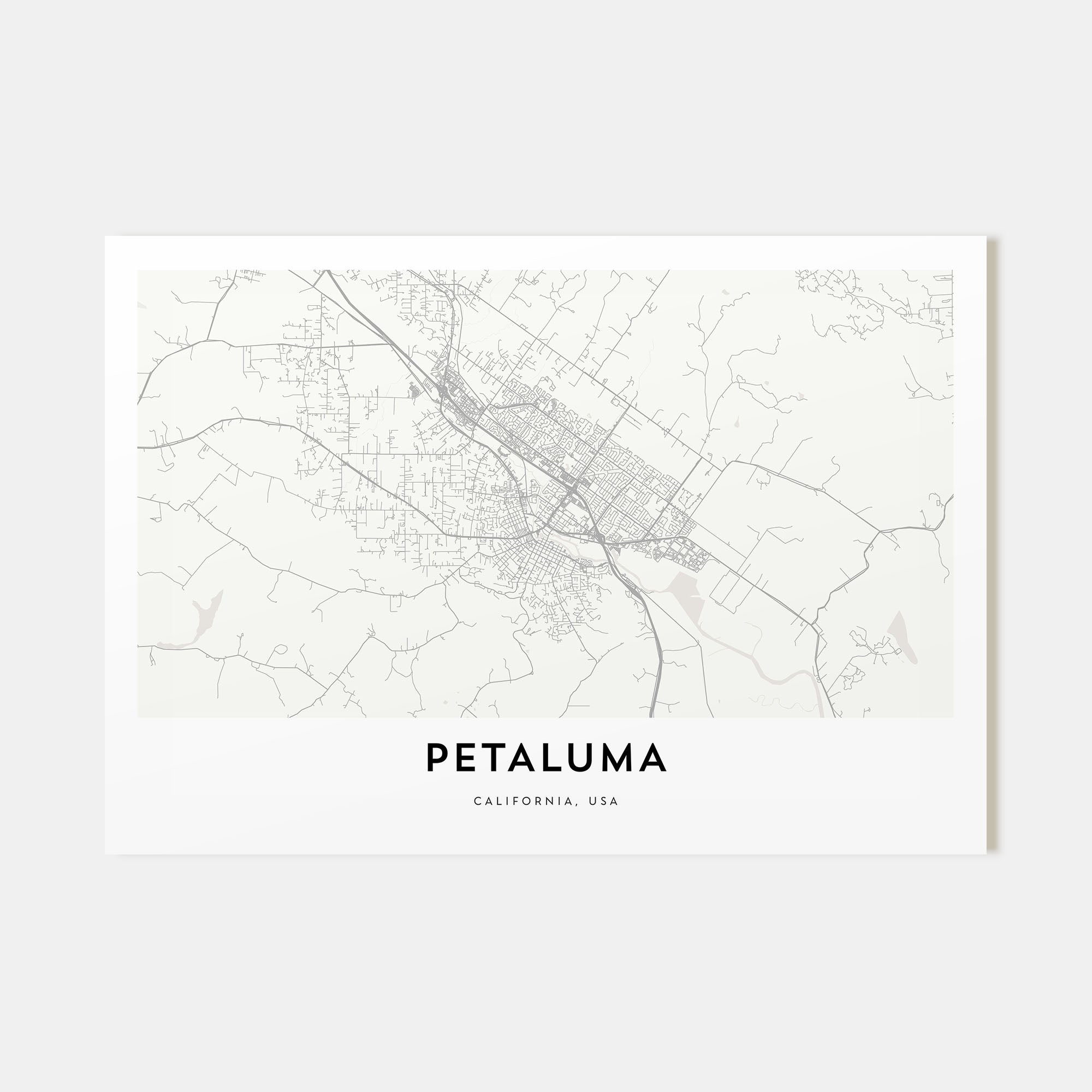 Petaluma Map Landscape Poster