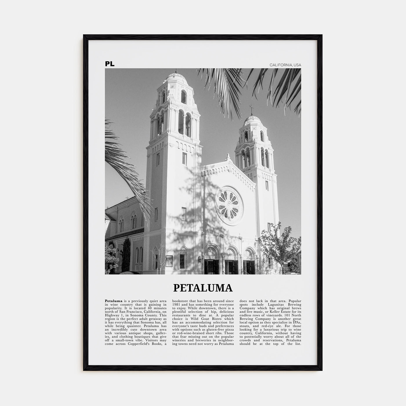 Petaluma Travel B&W Poster