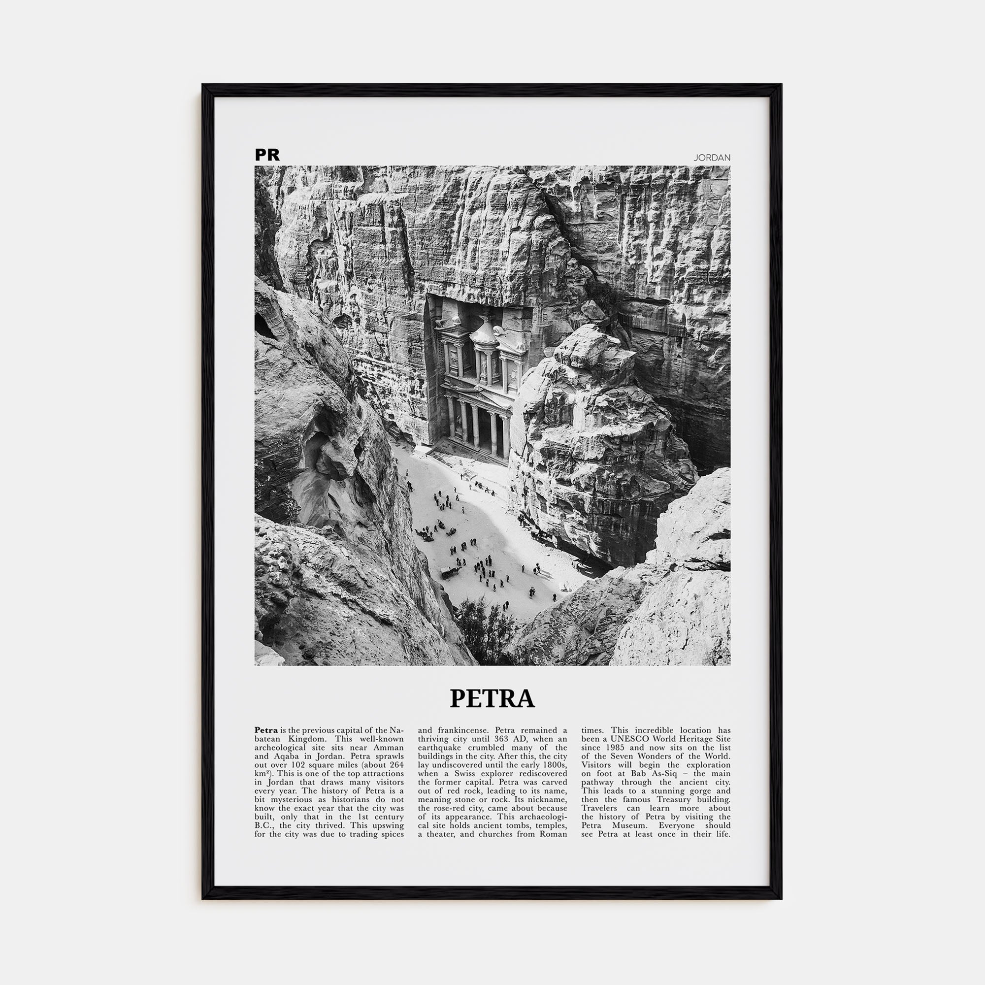 Petra Travel B&W Poster