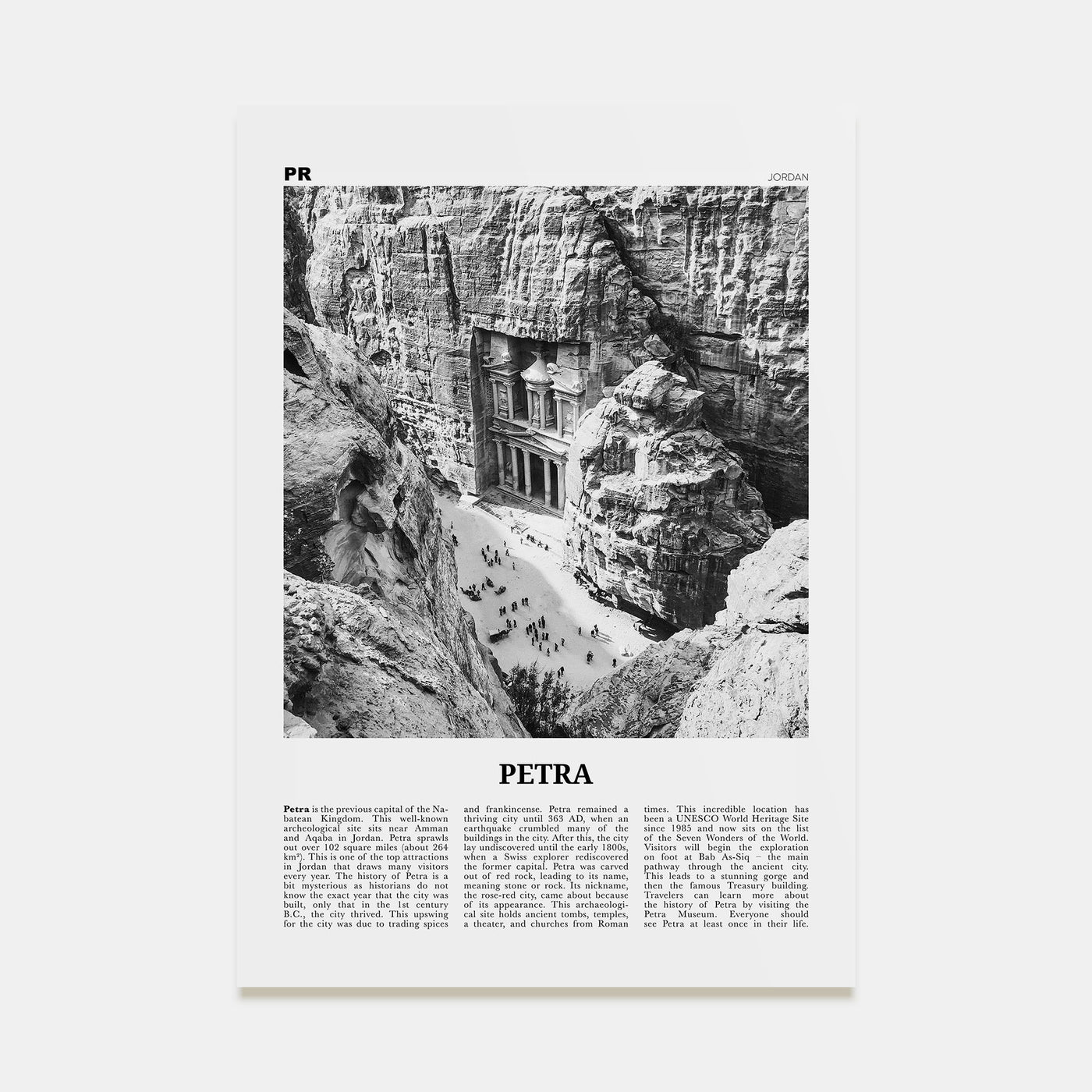 Petra Travel B&W Poster