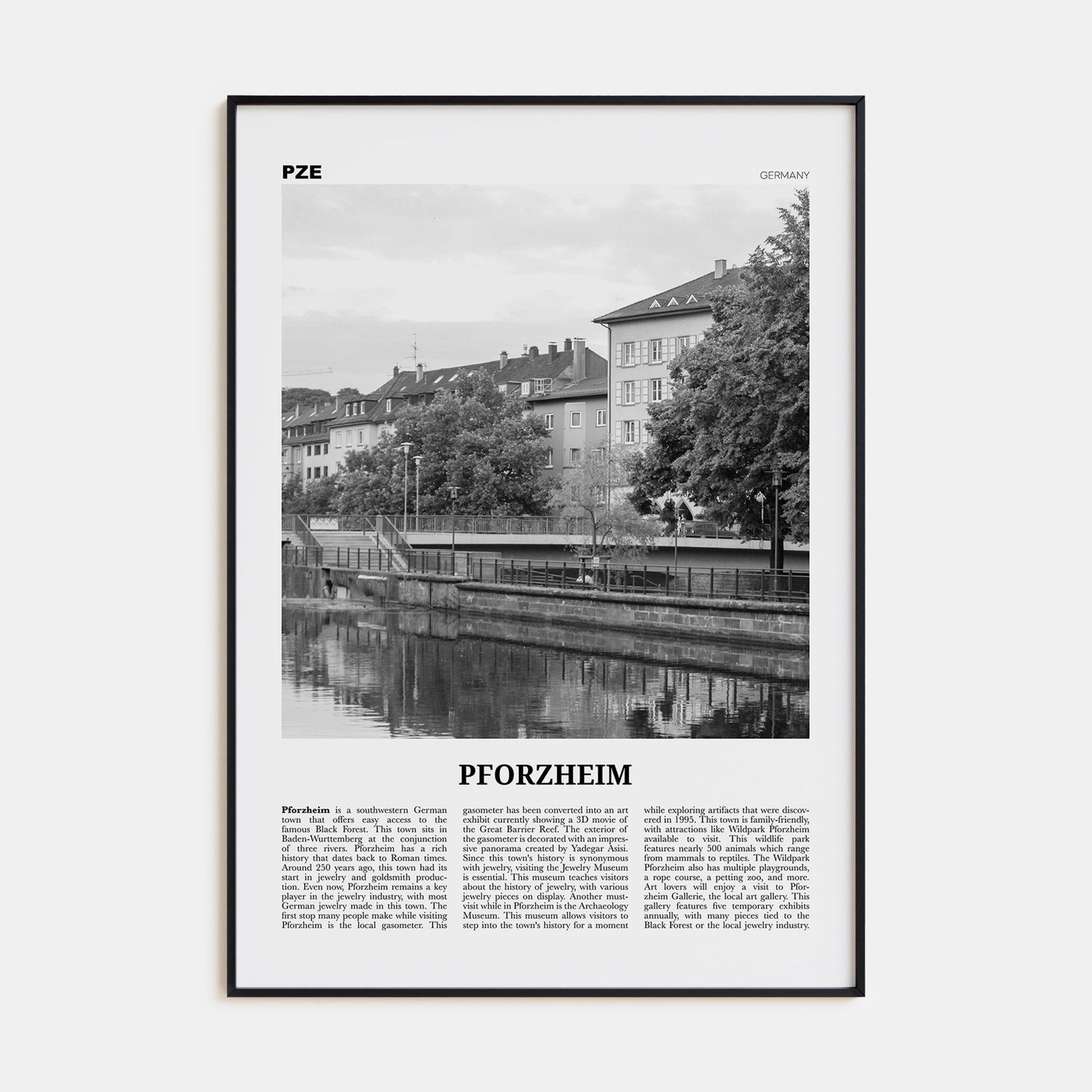 Pforzheim Travel B&W Poster