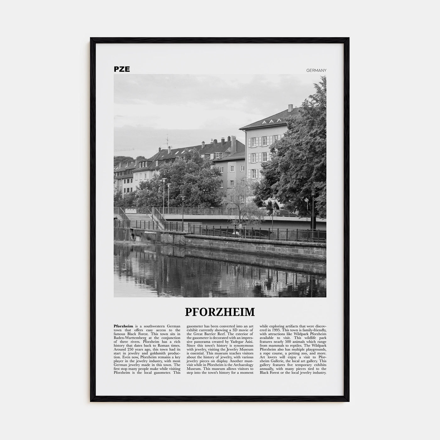 Pforzheim Travel B&W Poster