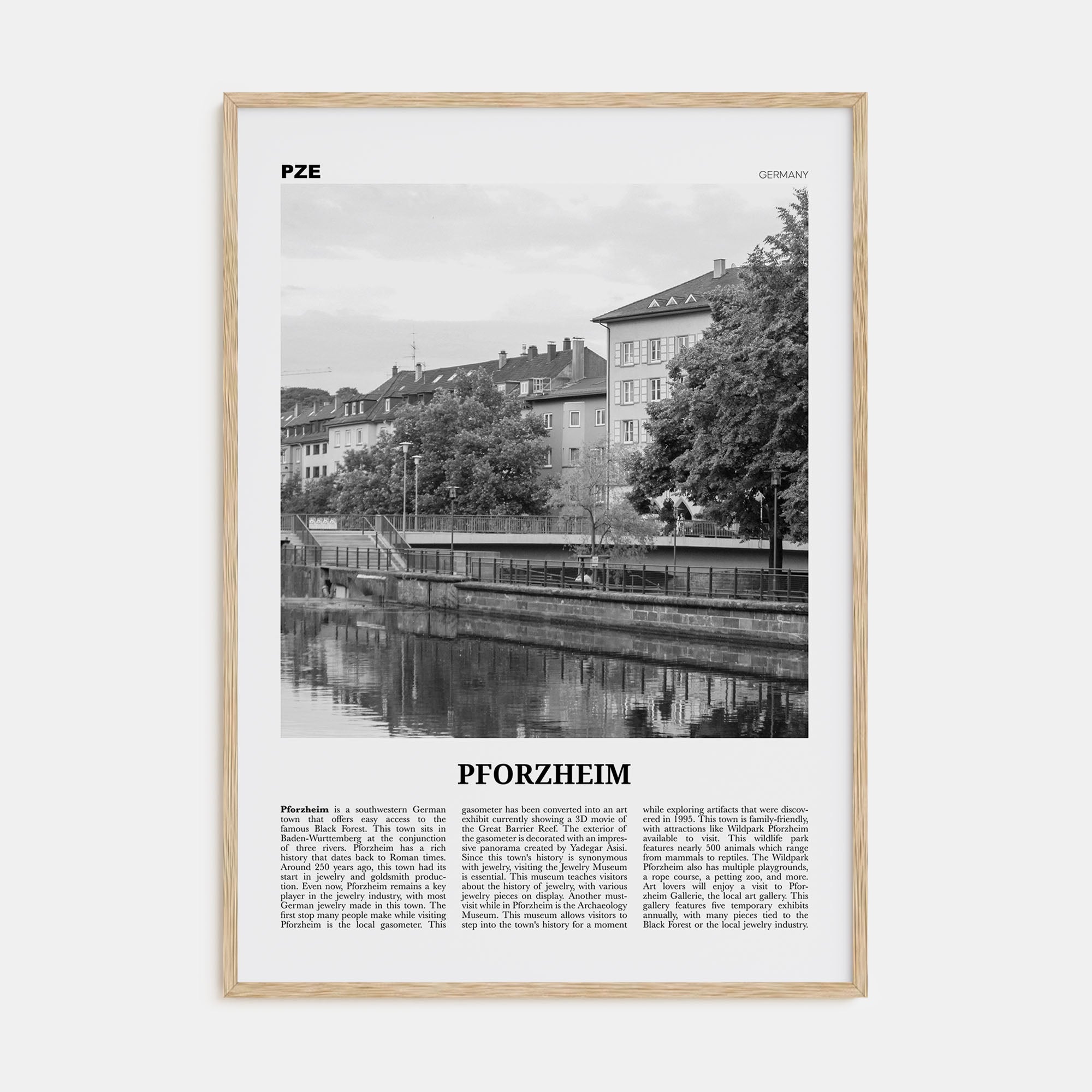 Pforzheim Travel B&W Poster