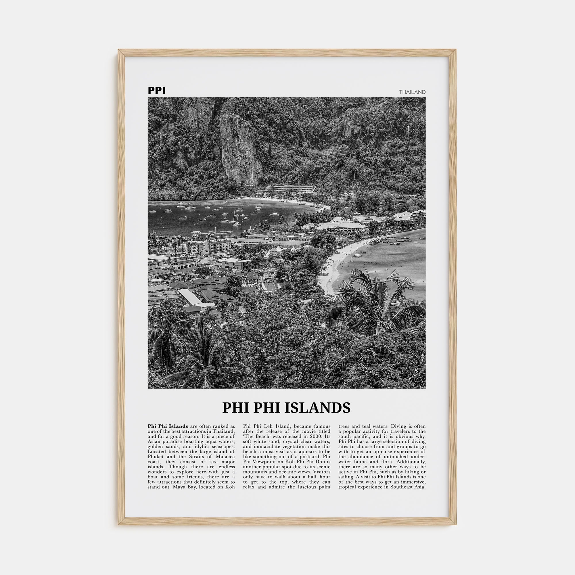 Phi Phi Islands Travel B&W Poster