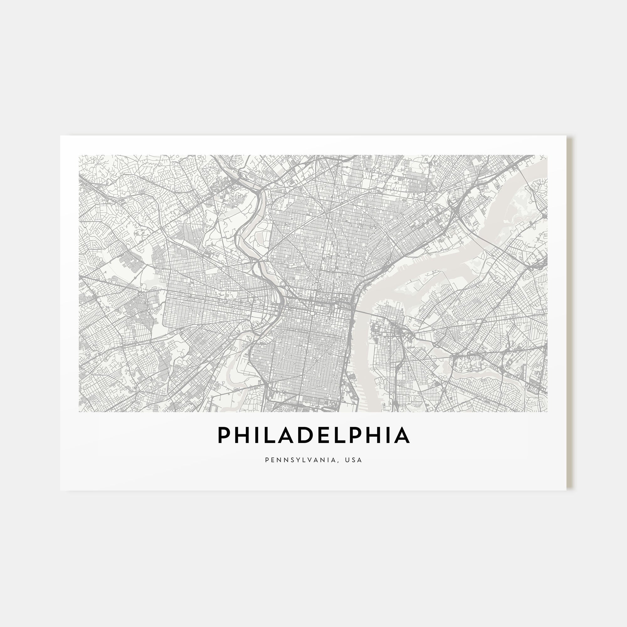 Philadelphia Map Landscape Poster