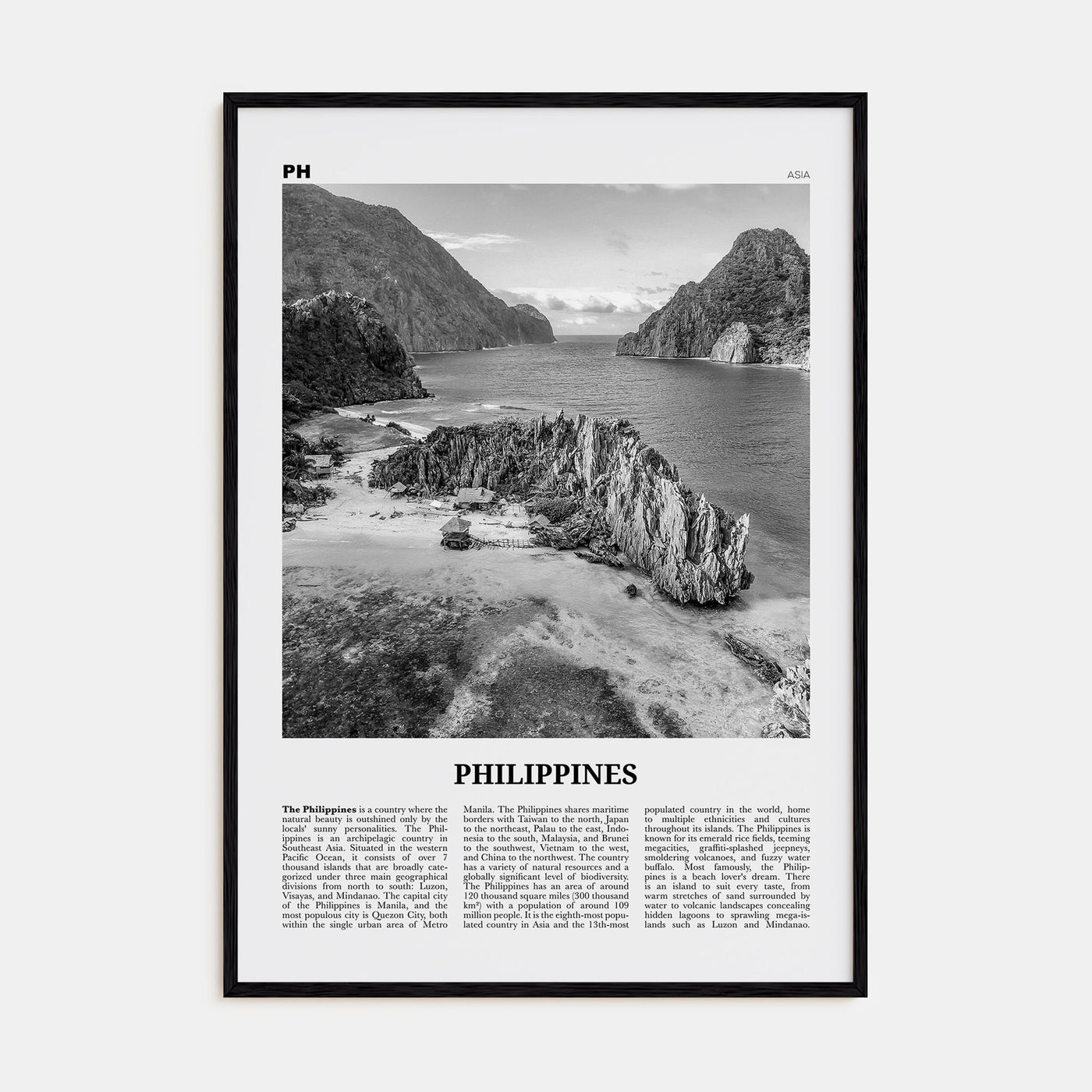 Philippines Travel B&W No 2 Poster