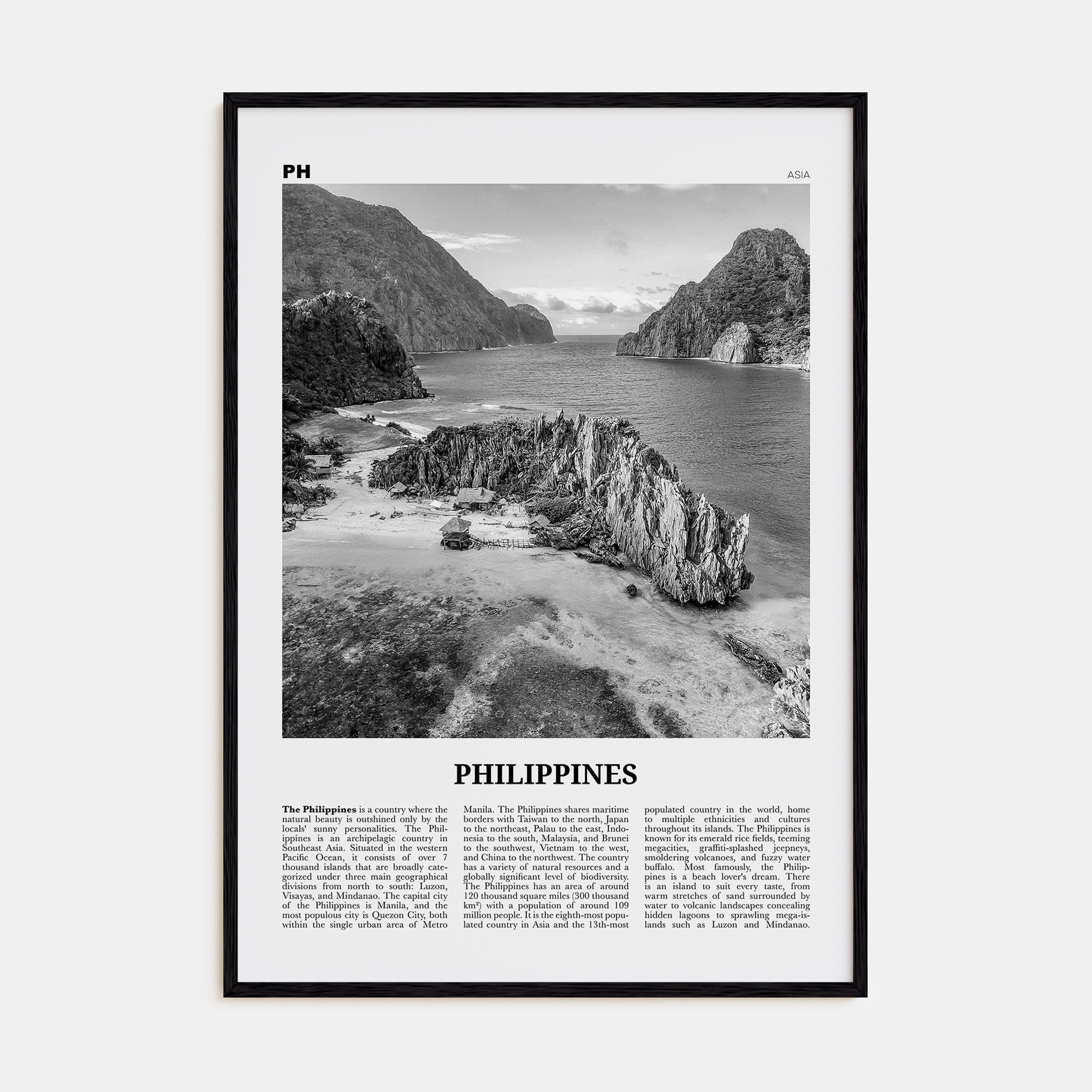 Philippines Travel B&W No 2 Poster