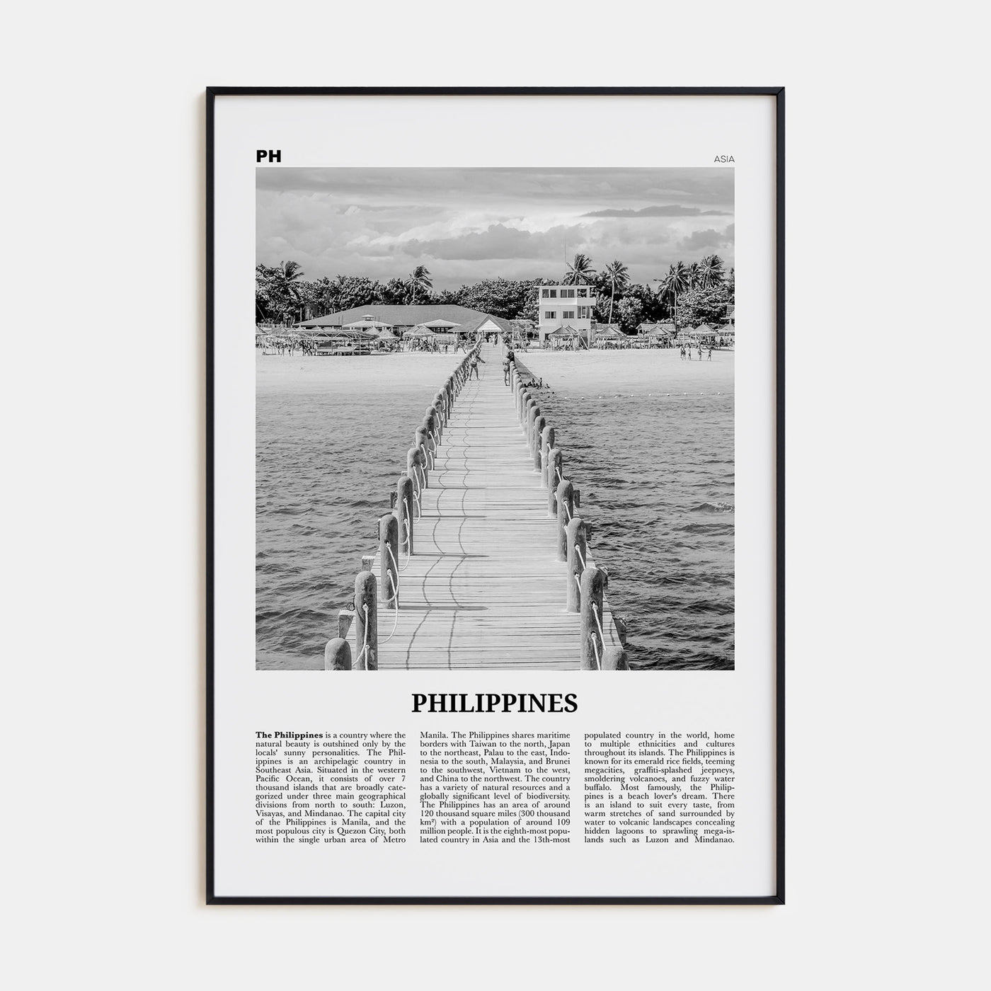 Philippines Travel B&W No 3 Poster