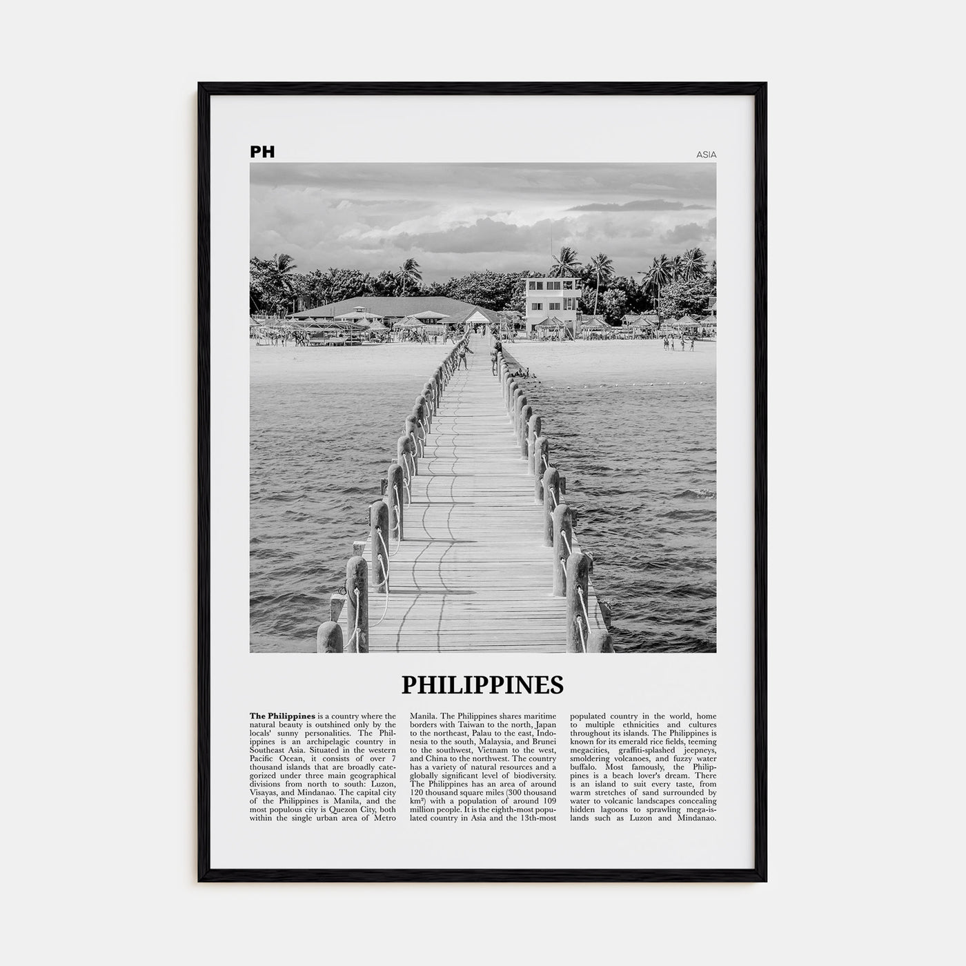 Philippines Travel B&W No 3 Poster