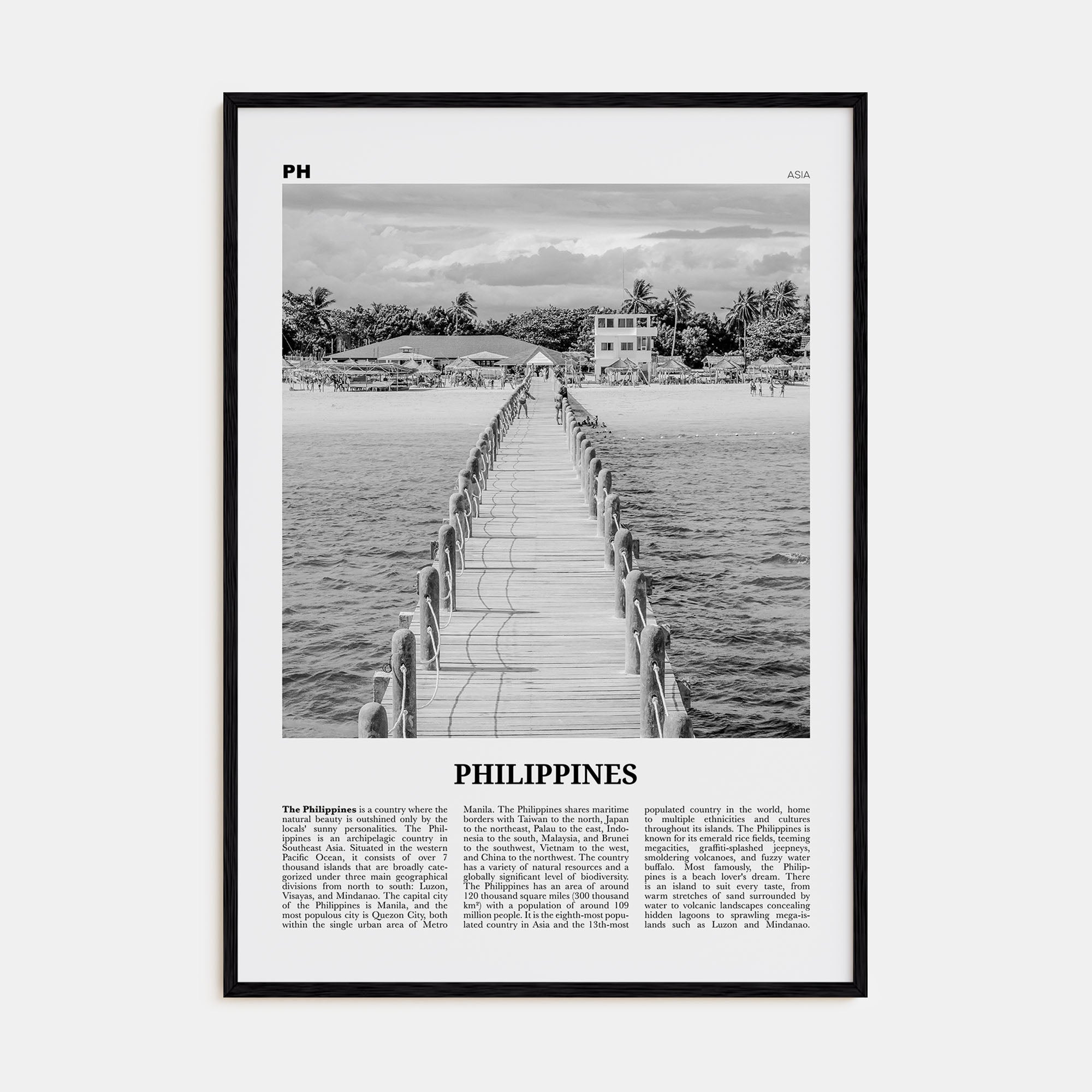 Philippines Travel B&W No 3 Poster