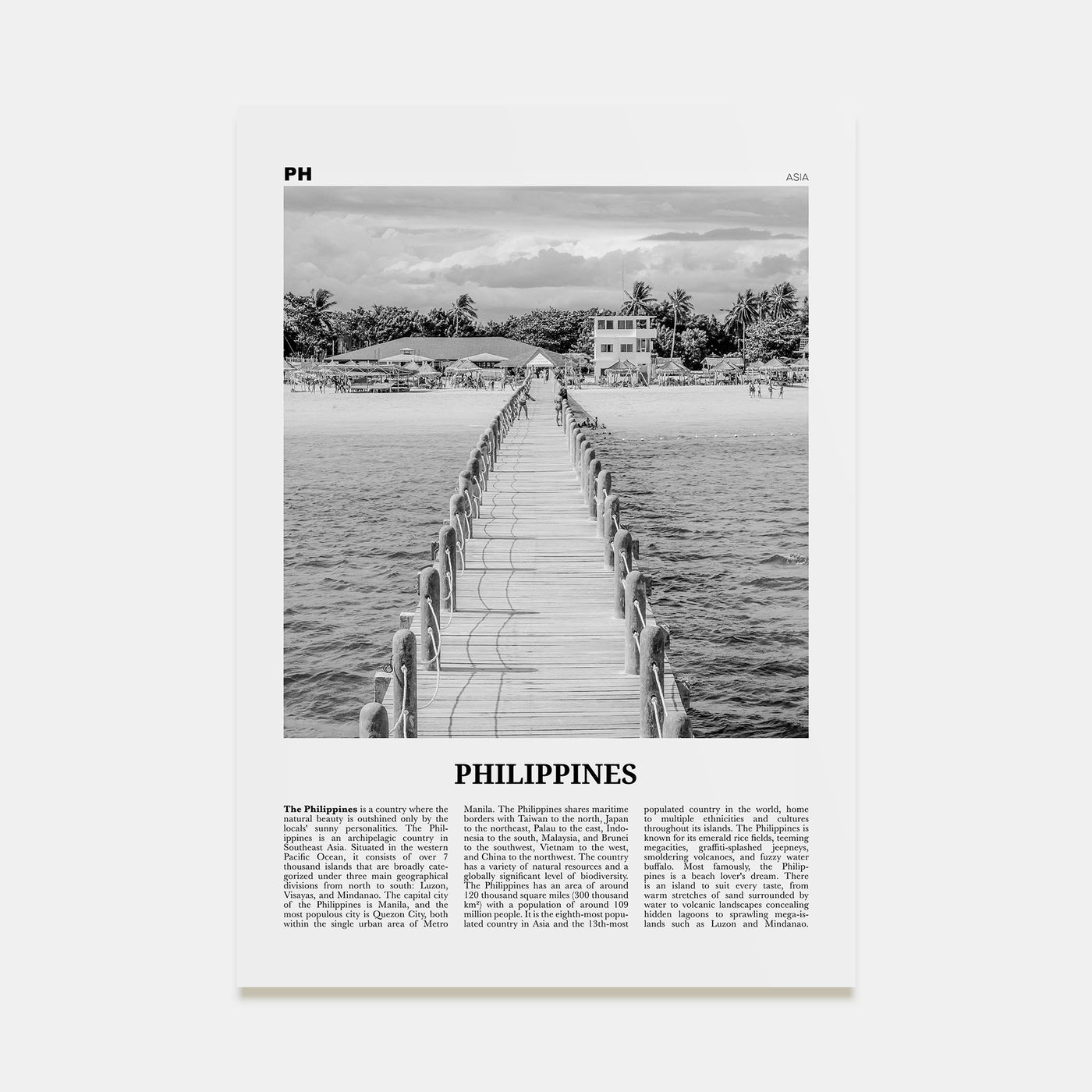 Philippines Travel B&W No 3 Poster