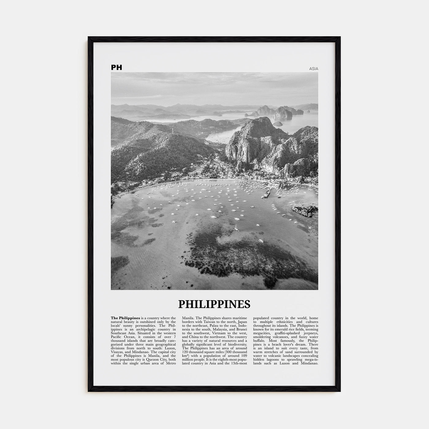 Philippines Travel B&W No 4 Poster