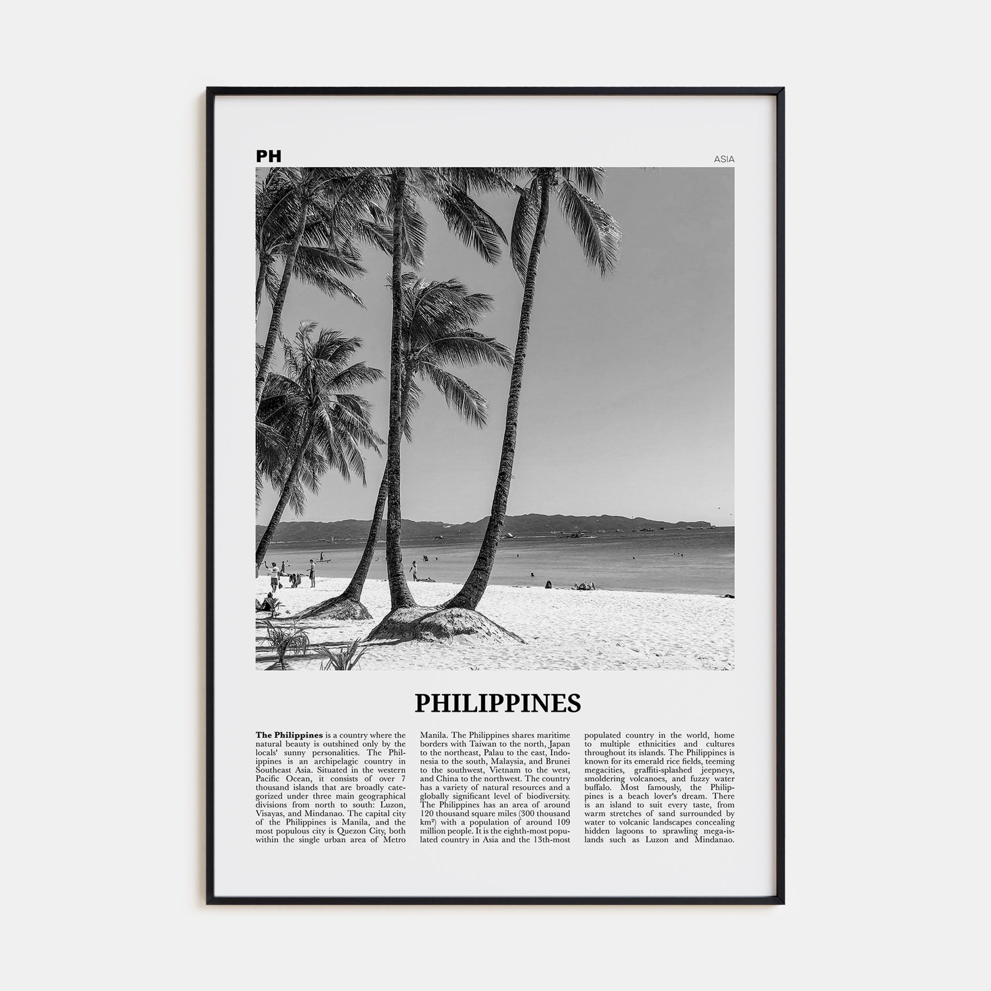 Philippines Travel B&W No 5 Poster