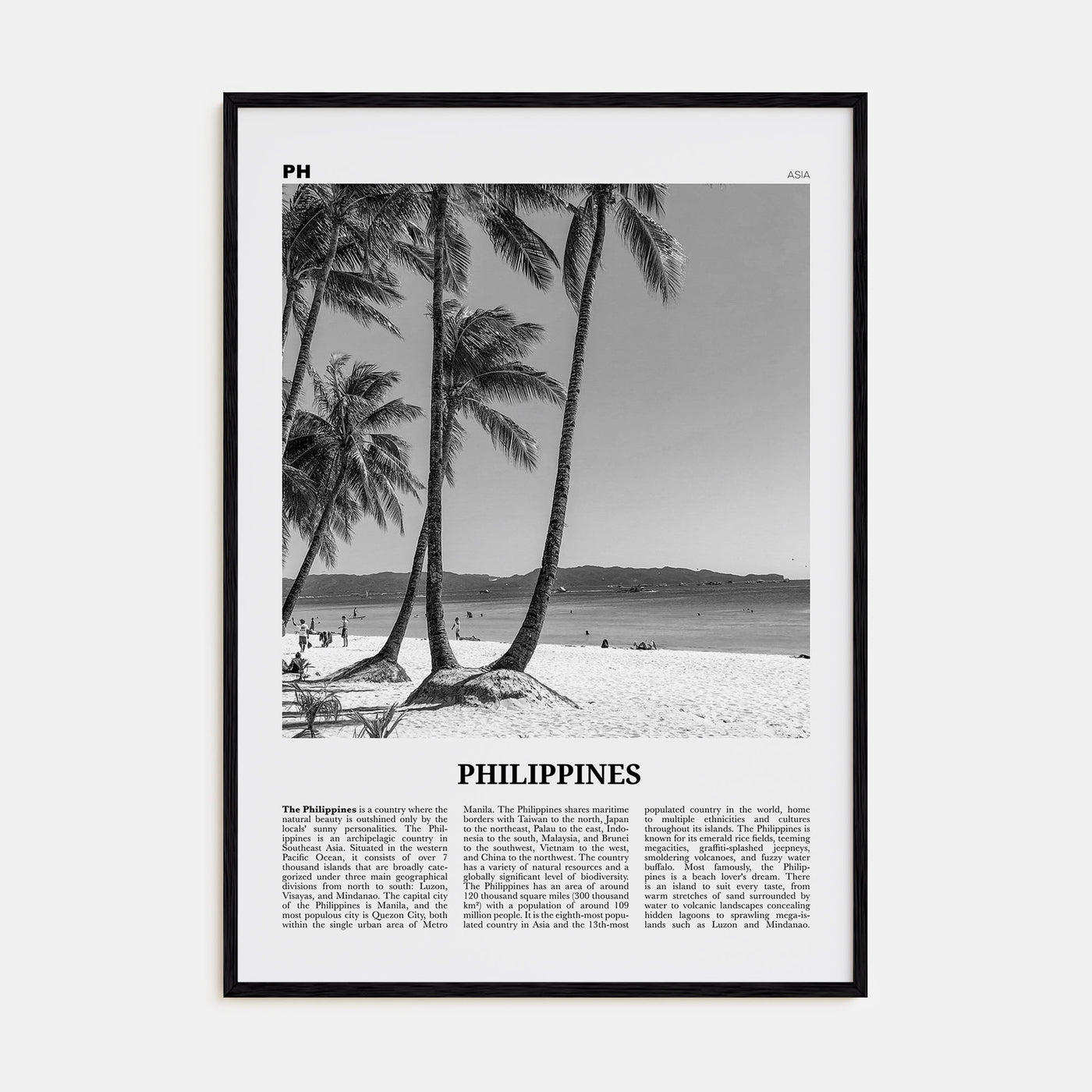 Philippines Travel B&W No 5 Poster