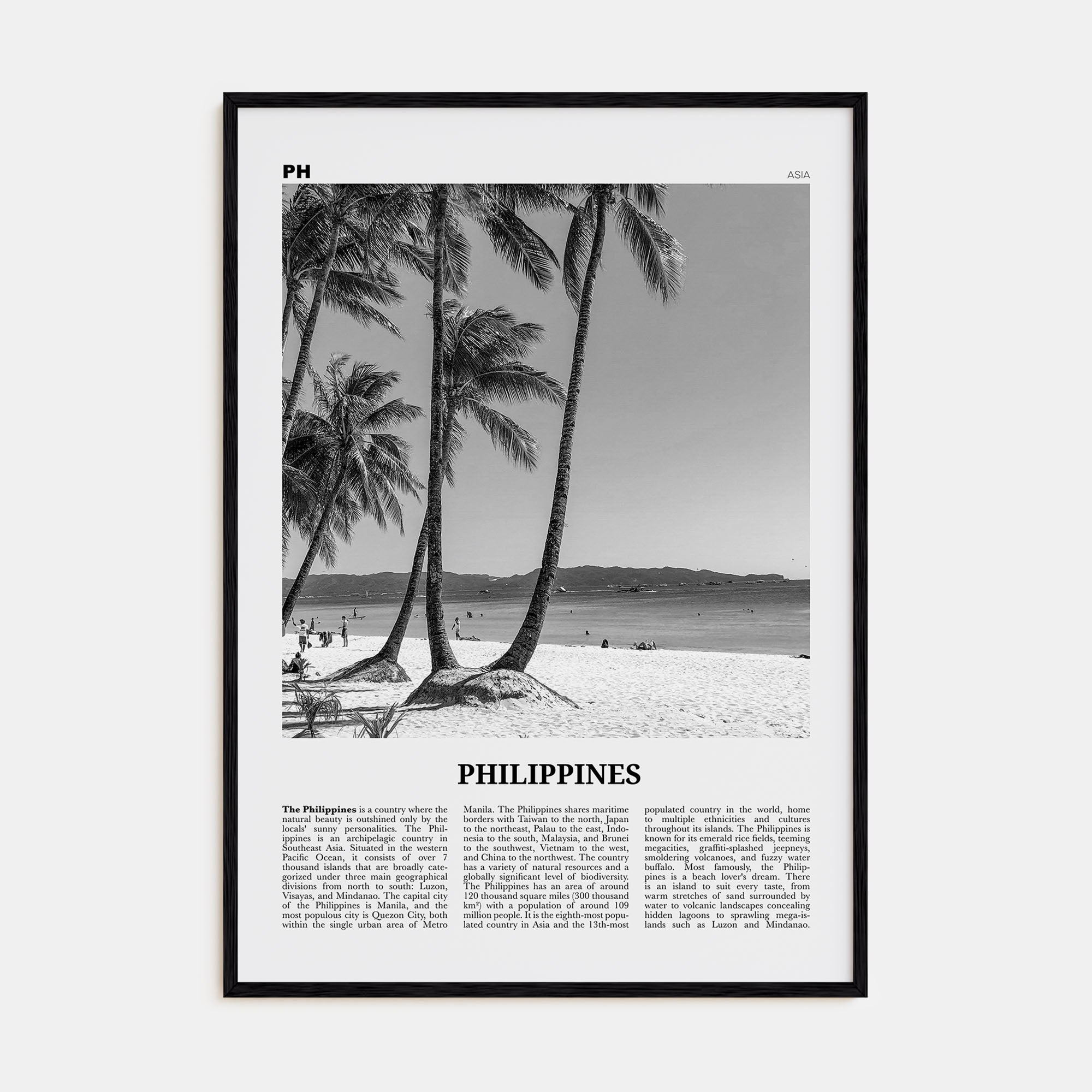 Philippines Travel B&W No 5 Poster