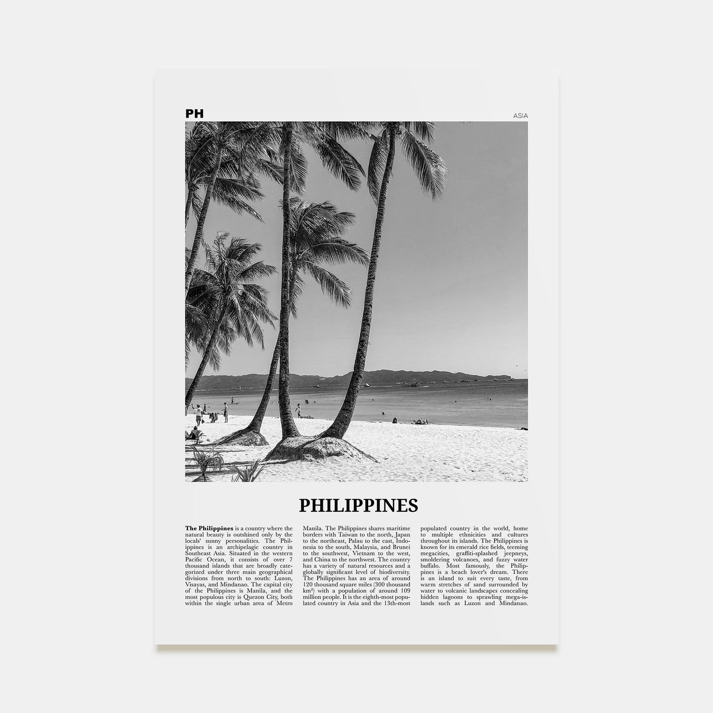 Philippines Travel B&W No 5 Poster