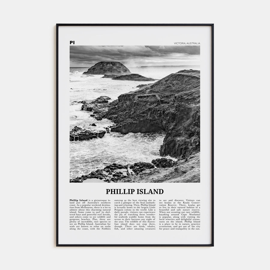 Phillip Island Travel B&W Poster