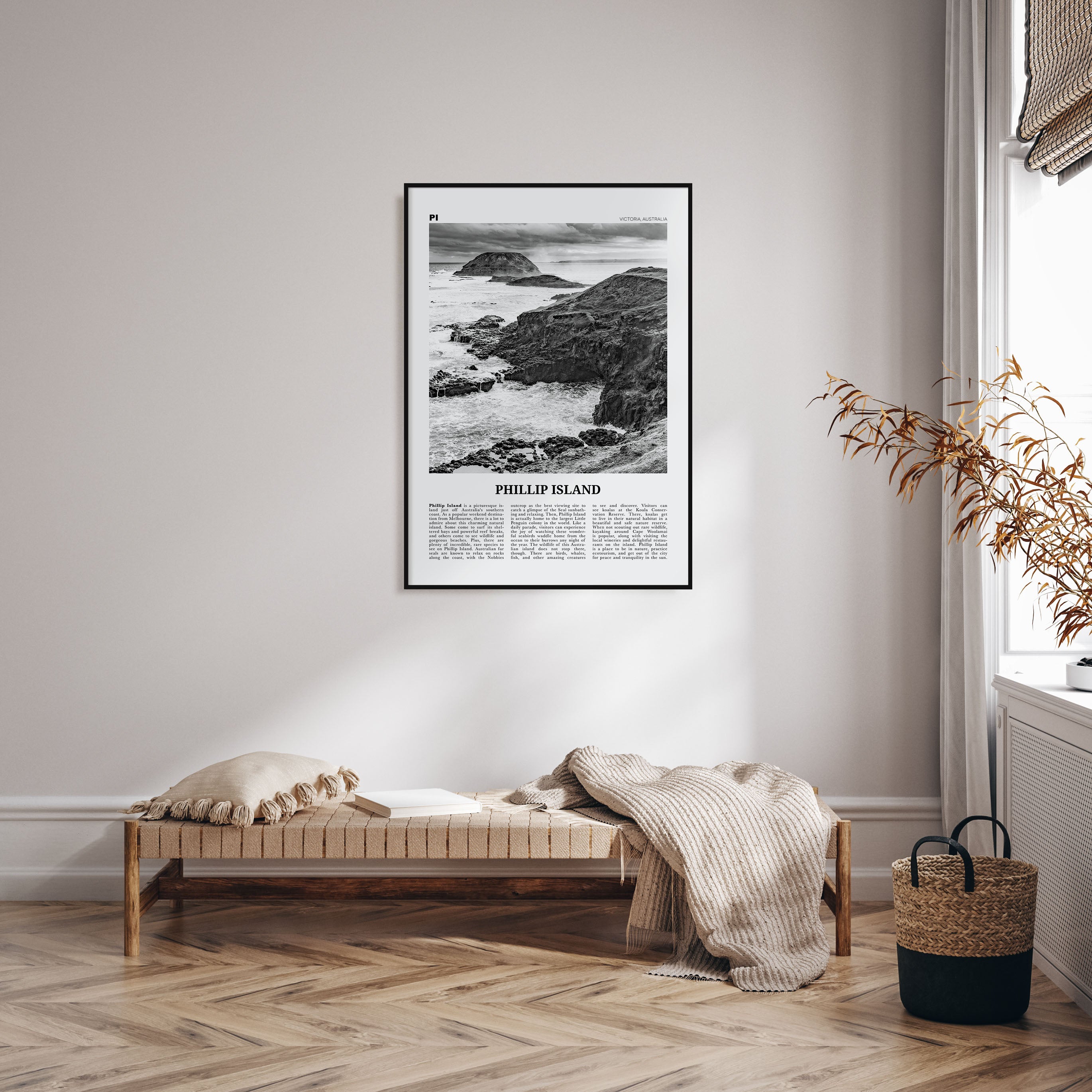 Phillip Island Travel B&W Poster