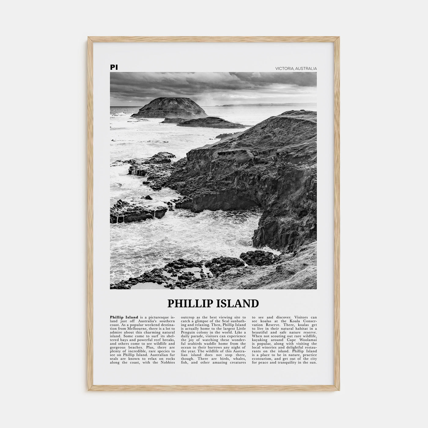 Phillip Island Travel B&W Poster