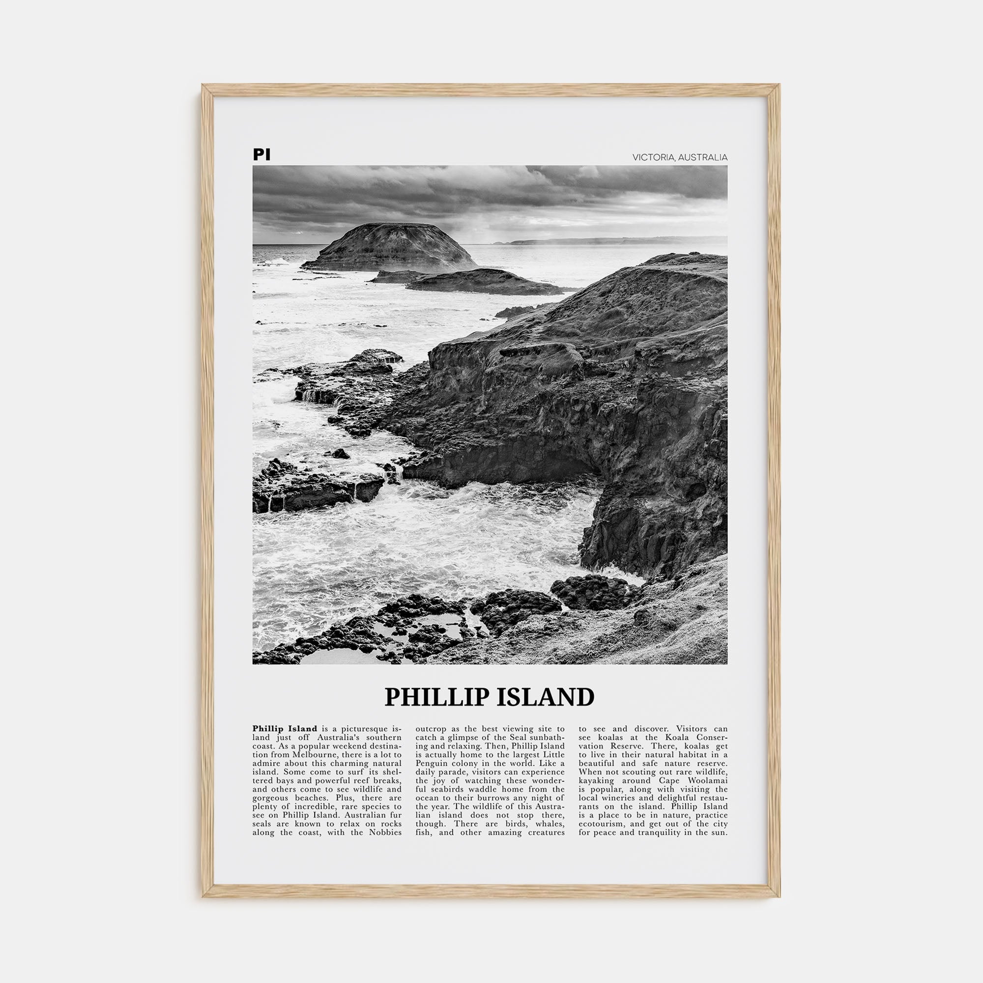 Phillip Island Travel B&W Poster