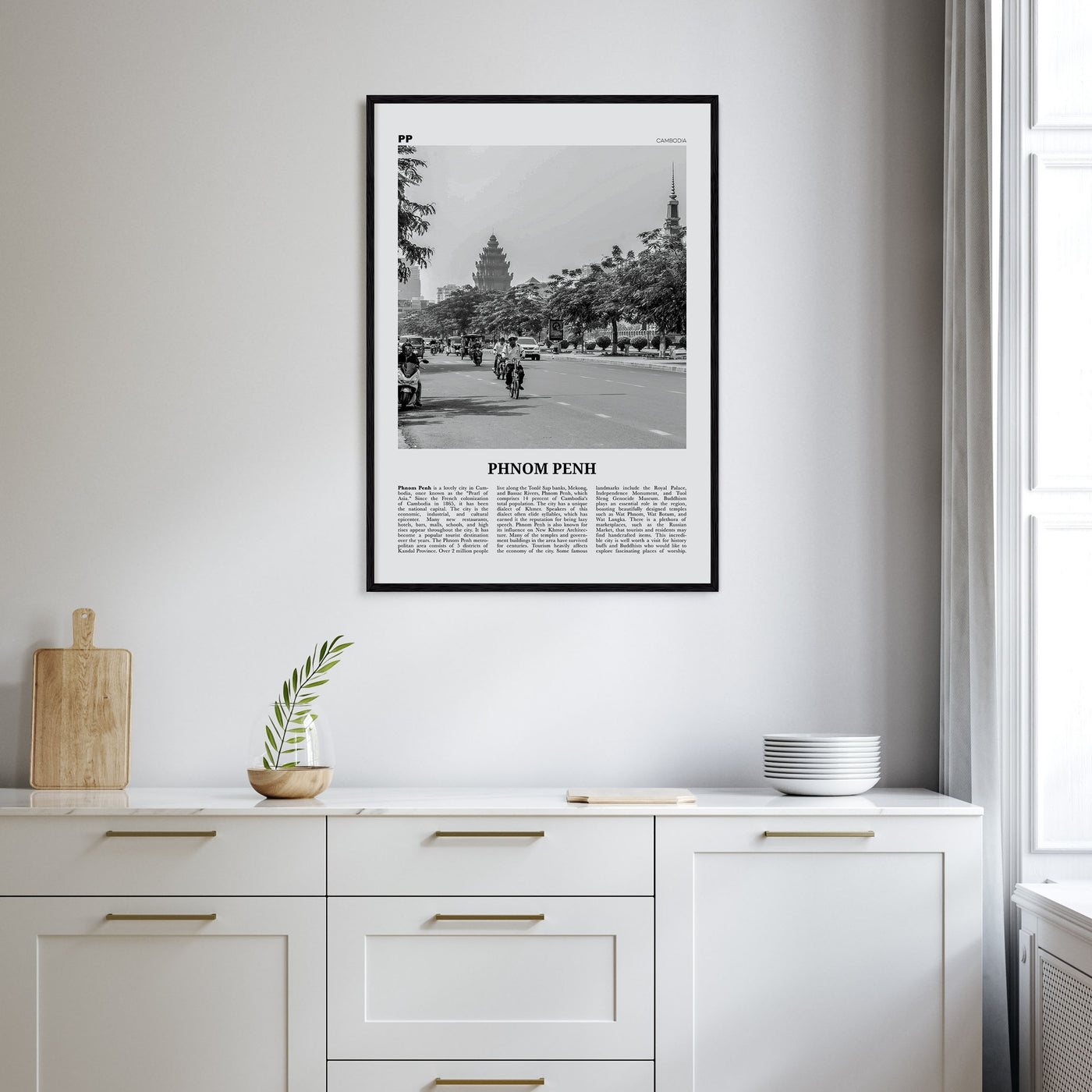 Phnom Penh Travel B&W Poster