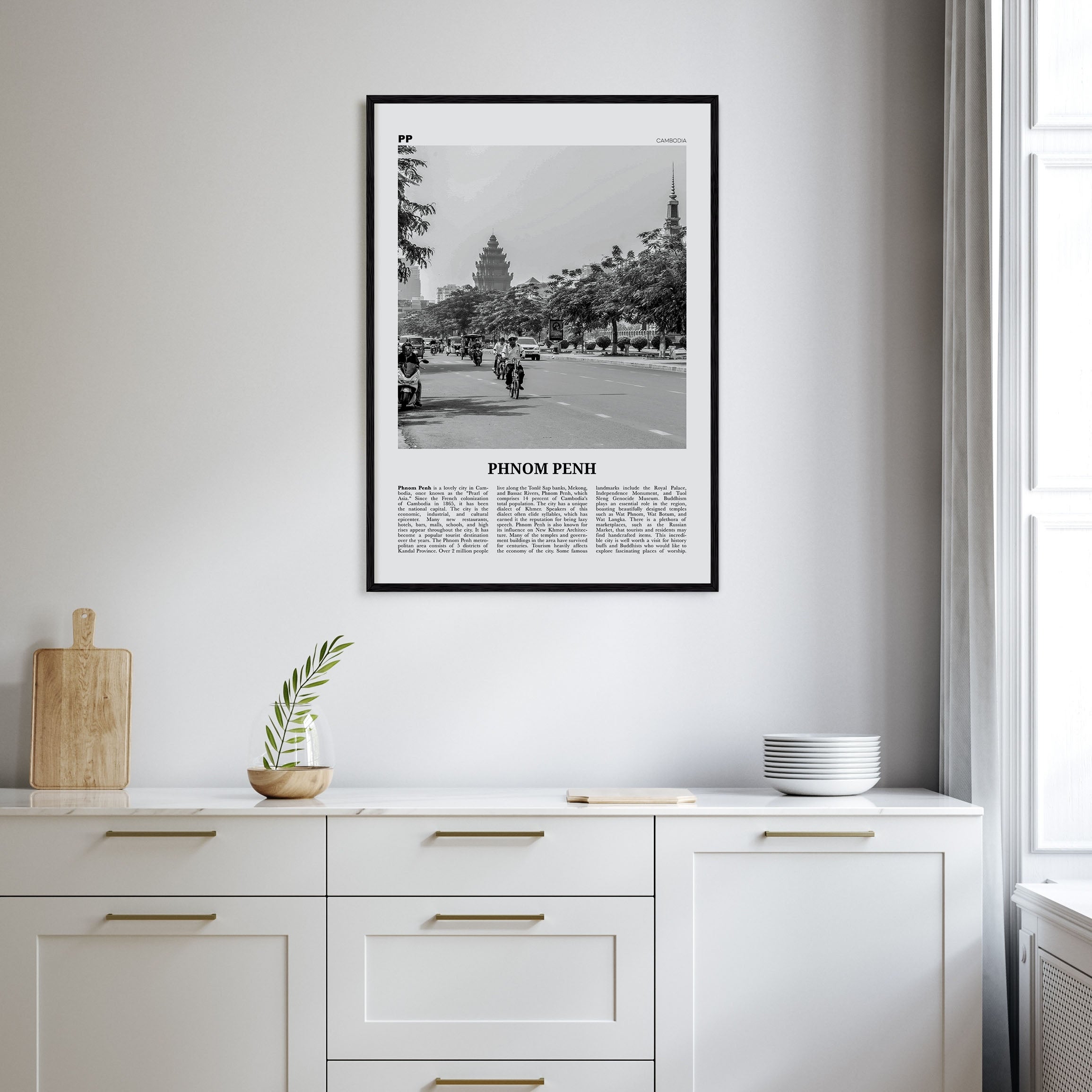 Phnom Penh Travel B&W Poster