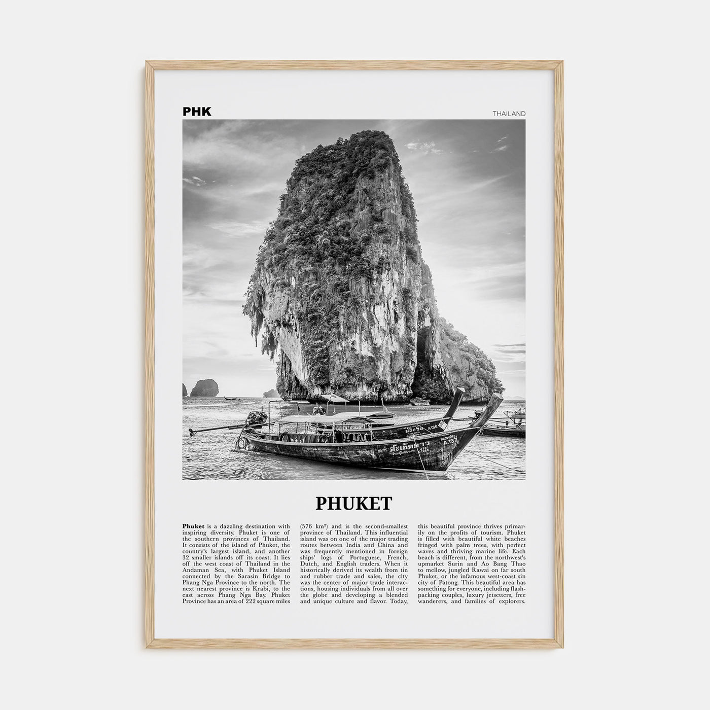 Phuket Travel B&W Poster