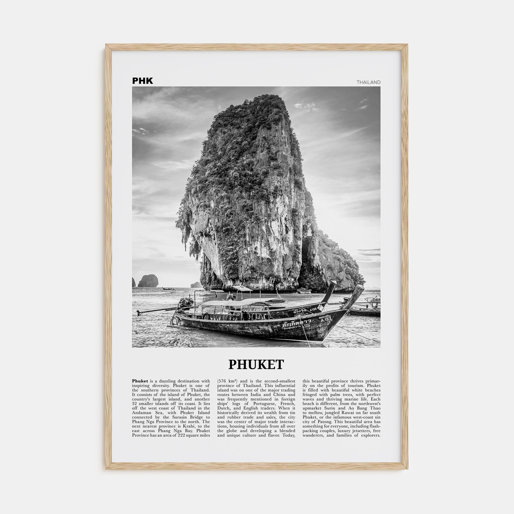 Phuket Travel B&W Poster